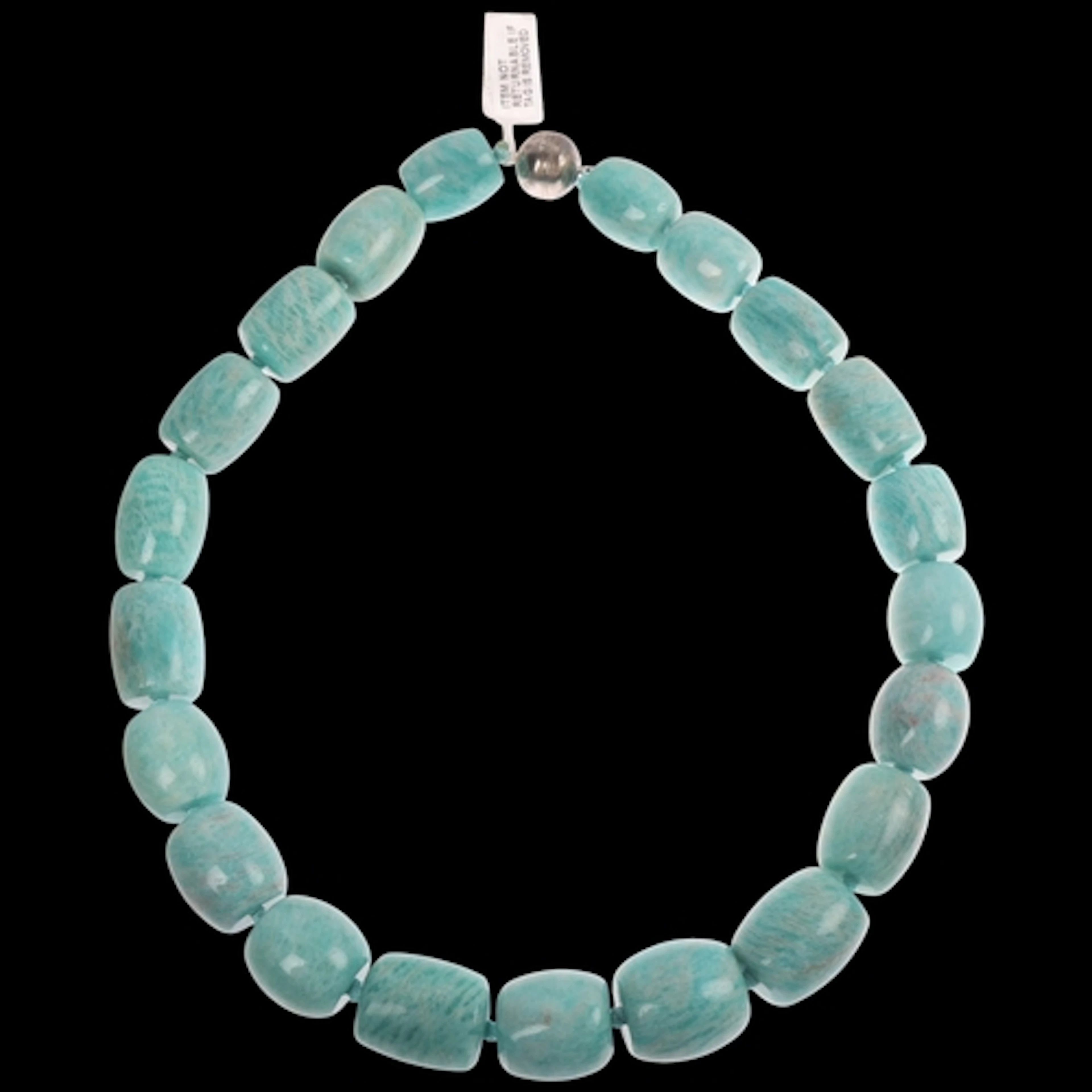 A single-row amazonite bead necklace, with sterling silver m...