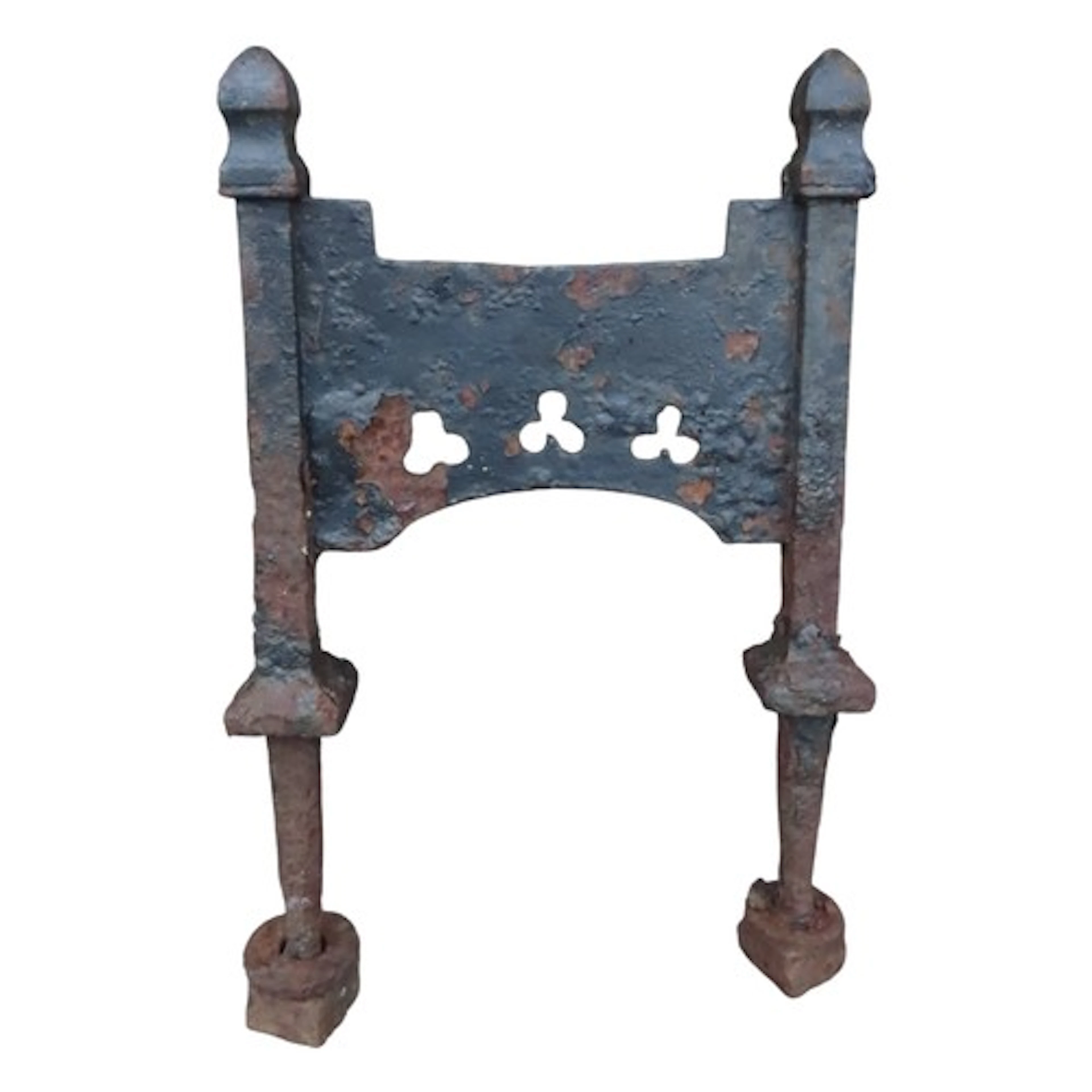 A gothic revival iron boot scraper with pierced trefoil deta...