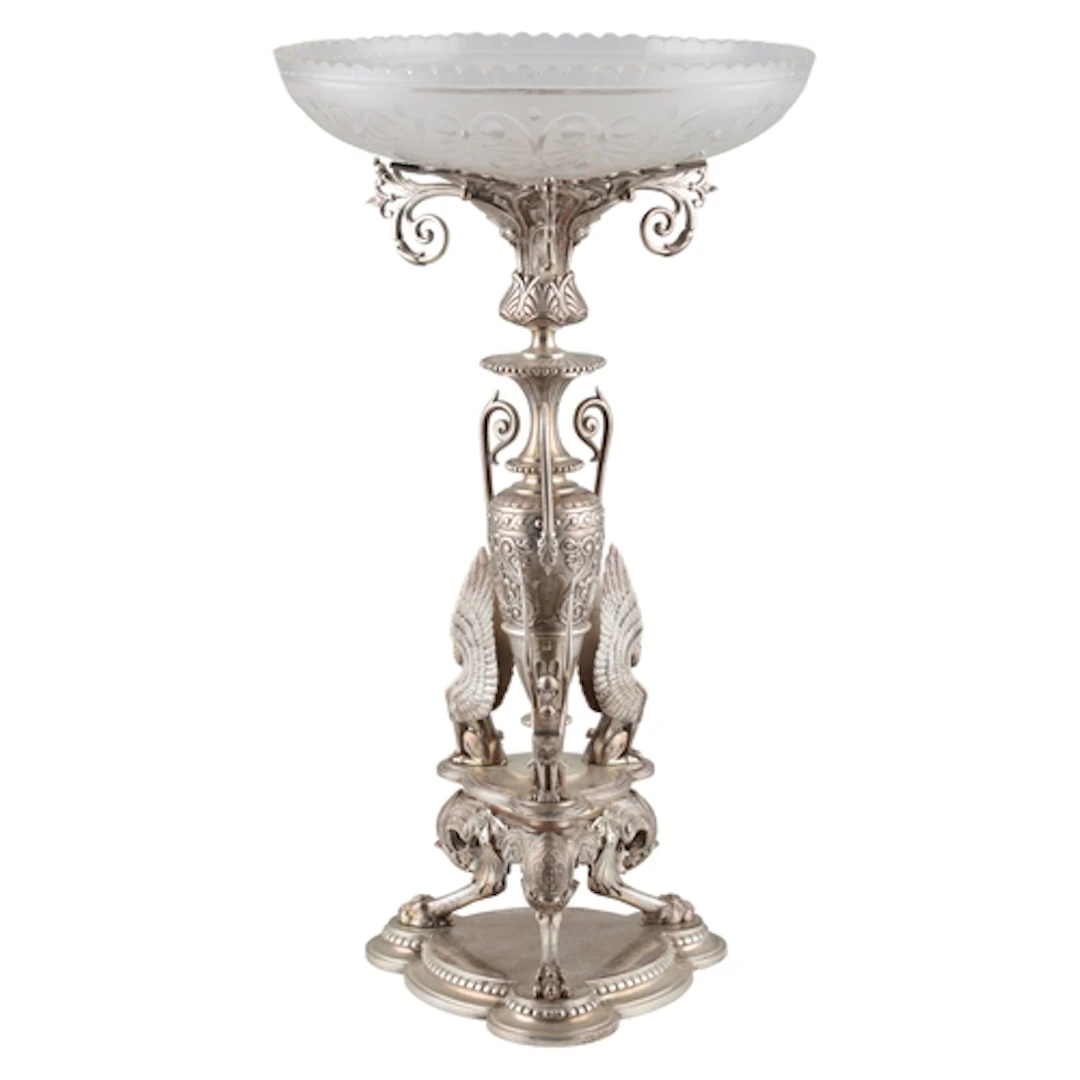 A good ornate Victorian Egyptian revival silver centrepiece,...