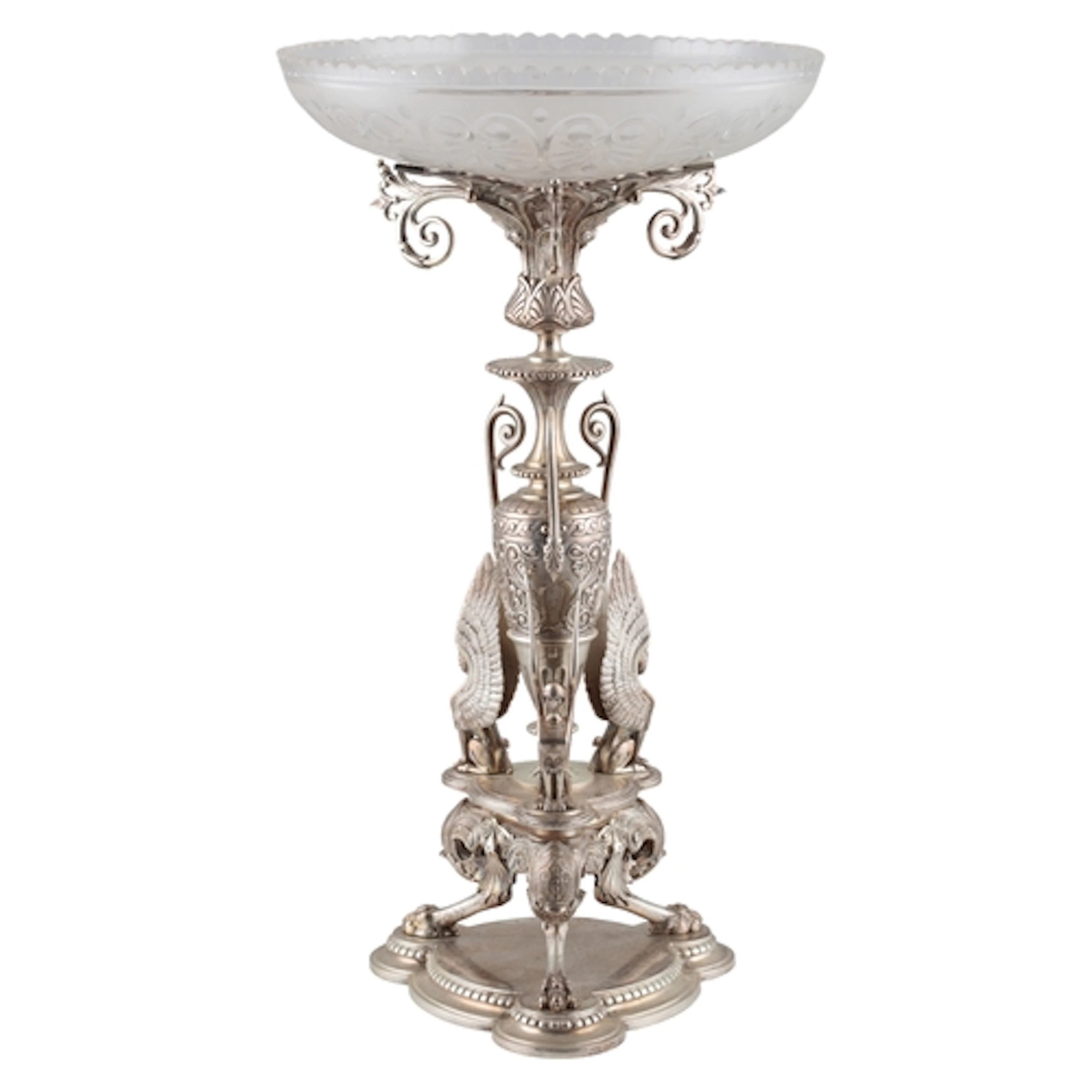 A good ornate Victorian Egyptian revival silver centrepiece,...