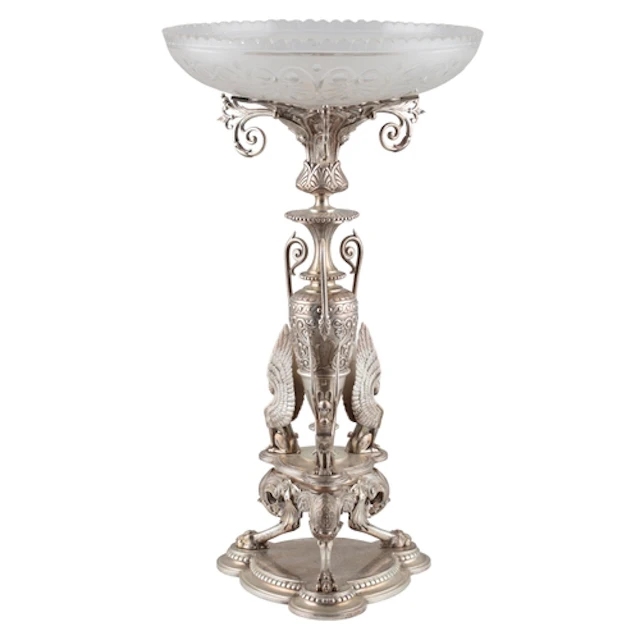 A good ornate Victorian Egyptian revival silver centrepiece,...