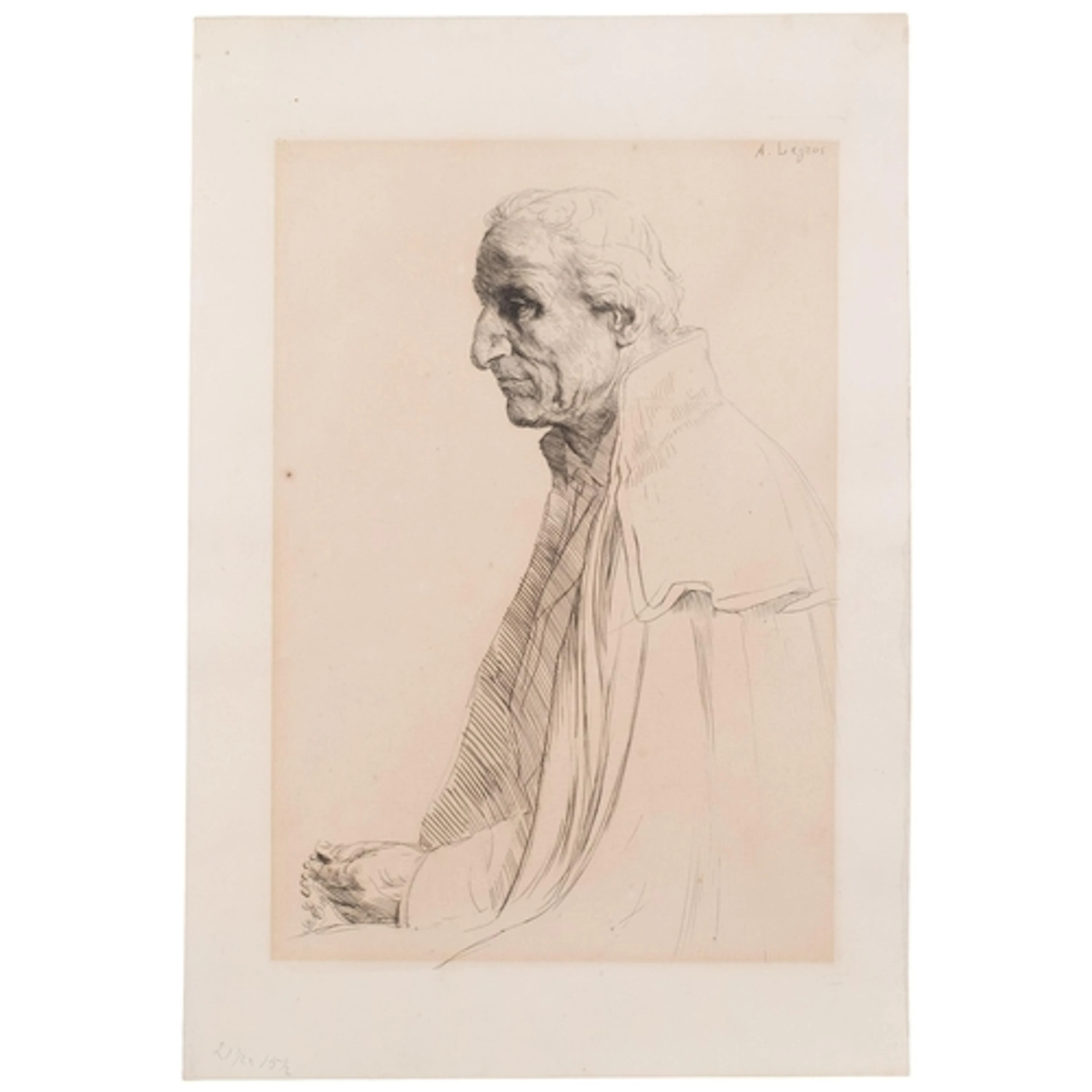 Alphonse Legros (1837 - 1911), etching, circa 1880, signed i...