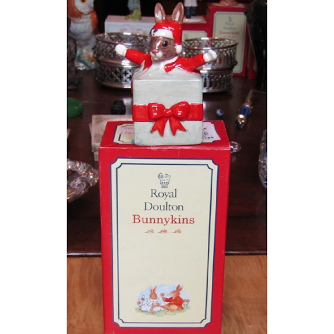 Royal Doulton Bunnykins Figure Fine Porcelain Christmas Surp...