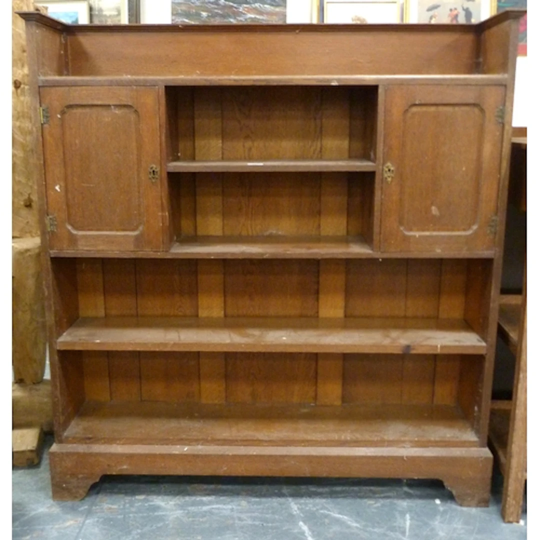 Edwardian inlaid mahogany bookcase fitted with two cupboards...