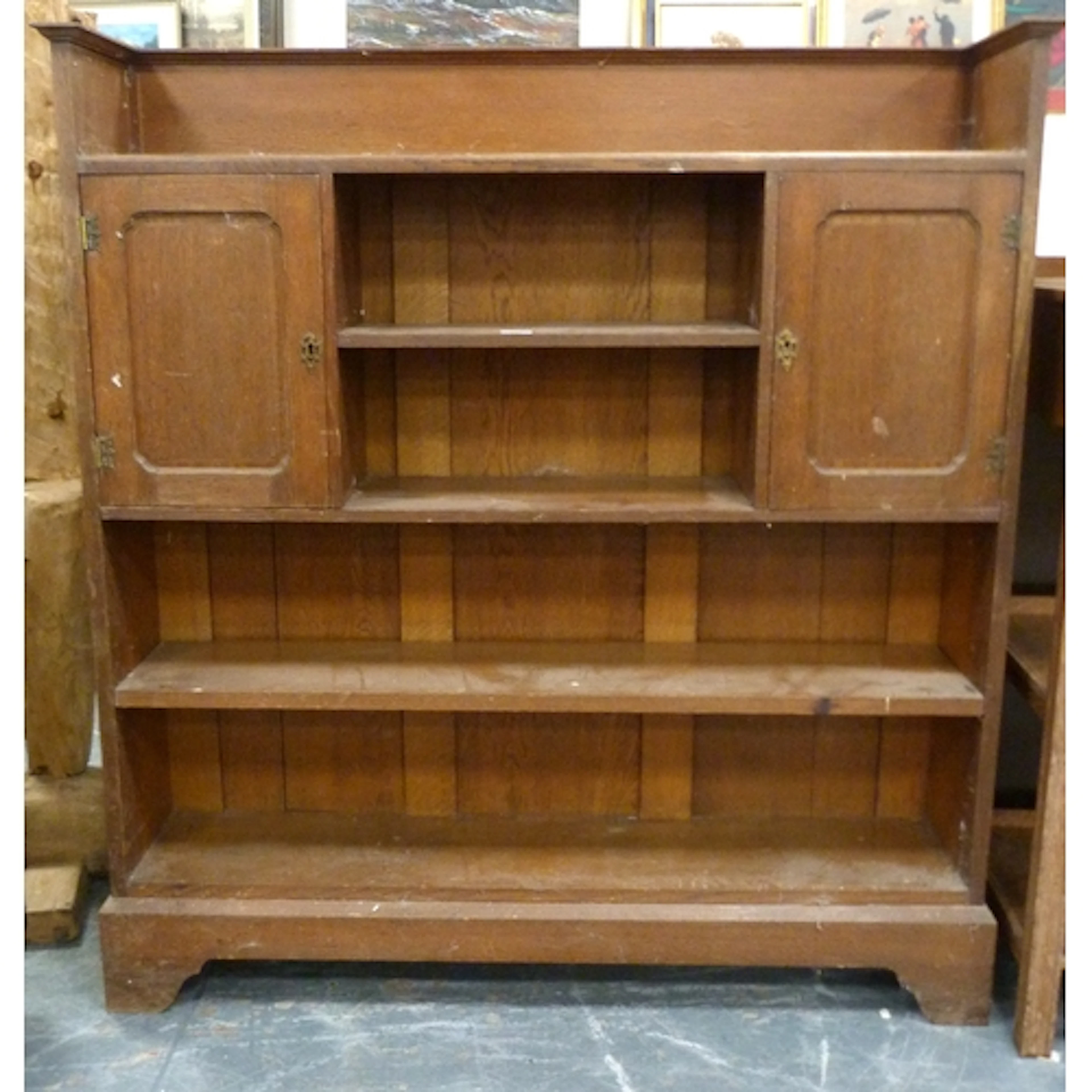 Edwardian inlaid mahogany bookcase fitted with two cupboards...