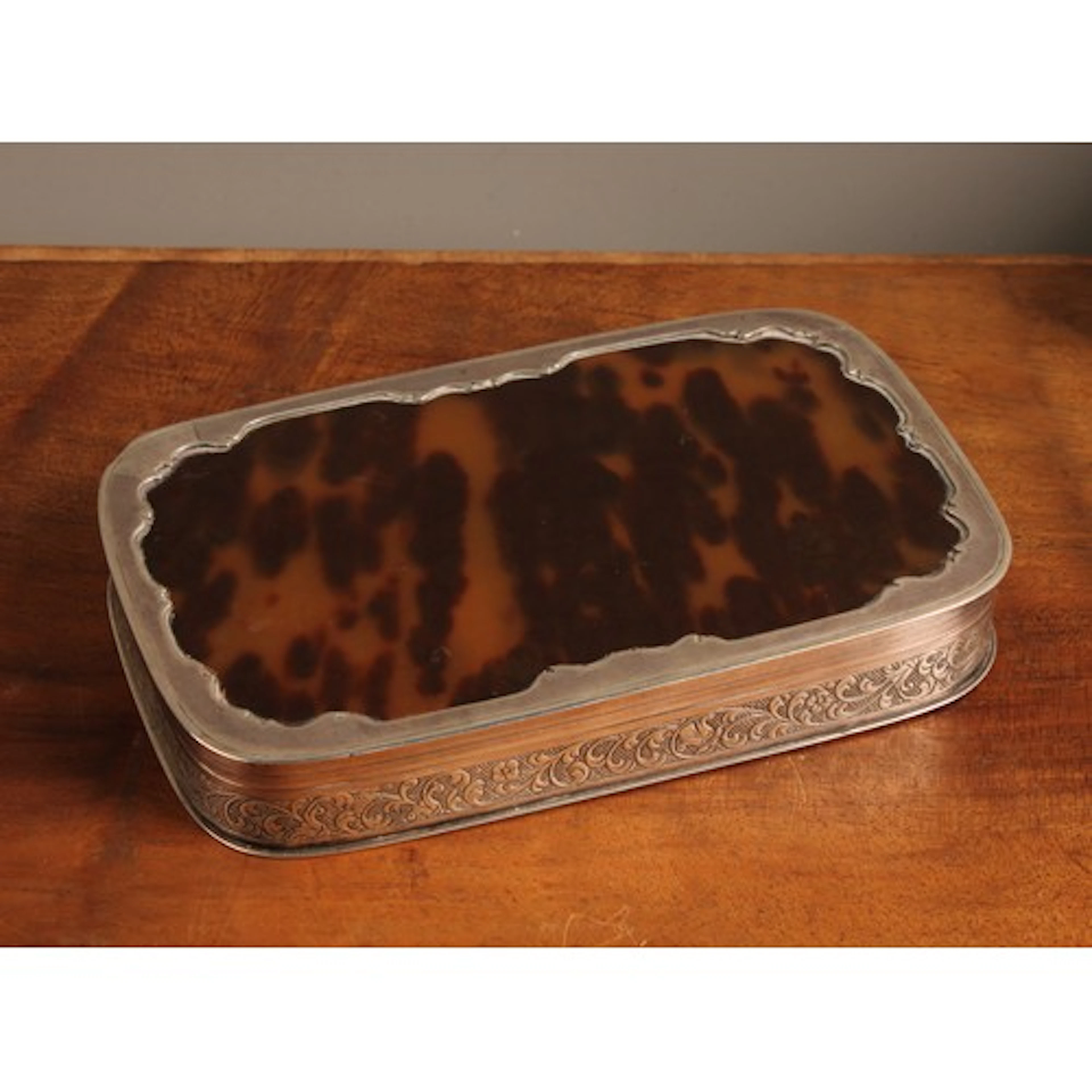 A Dutch silver and faux tortoiseshell rounded rectangular to...