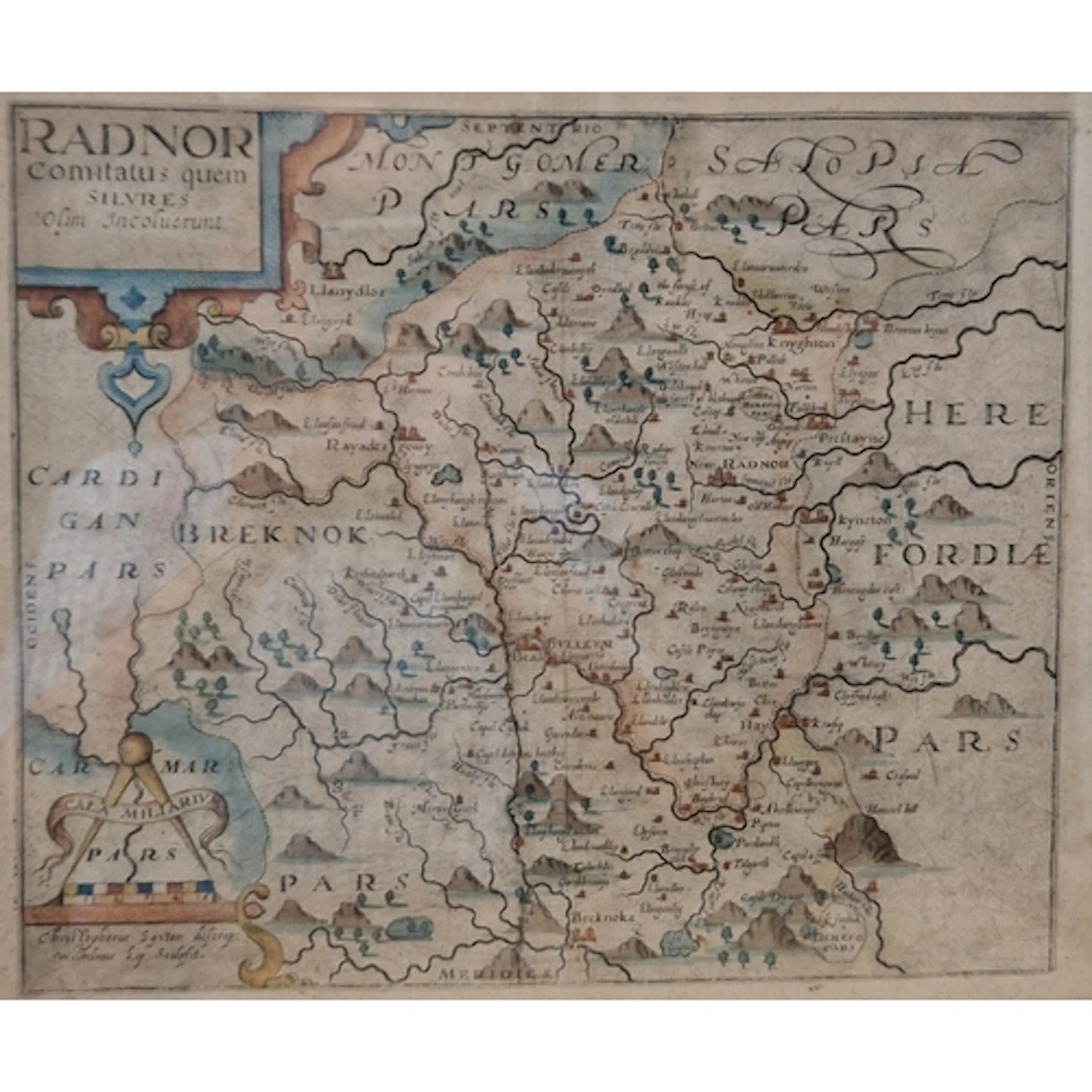 CHRISTOPHER SAXTON. An engraved Map of Radnor Comitatus Que...