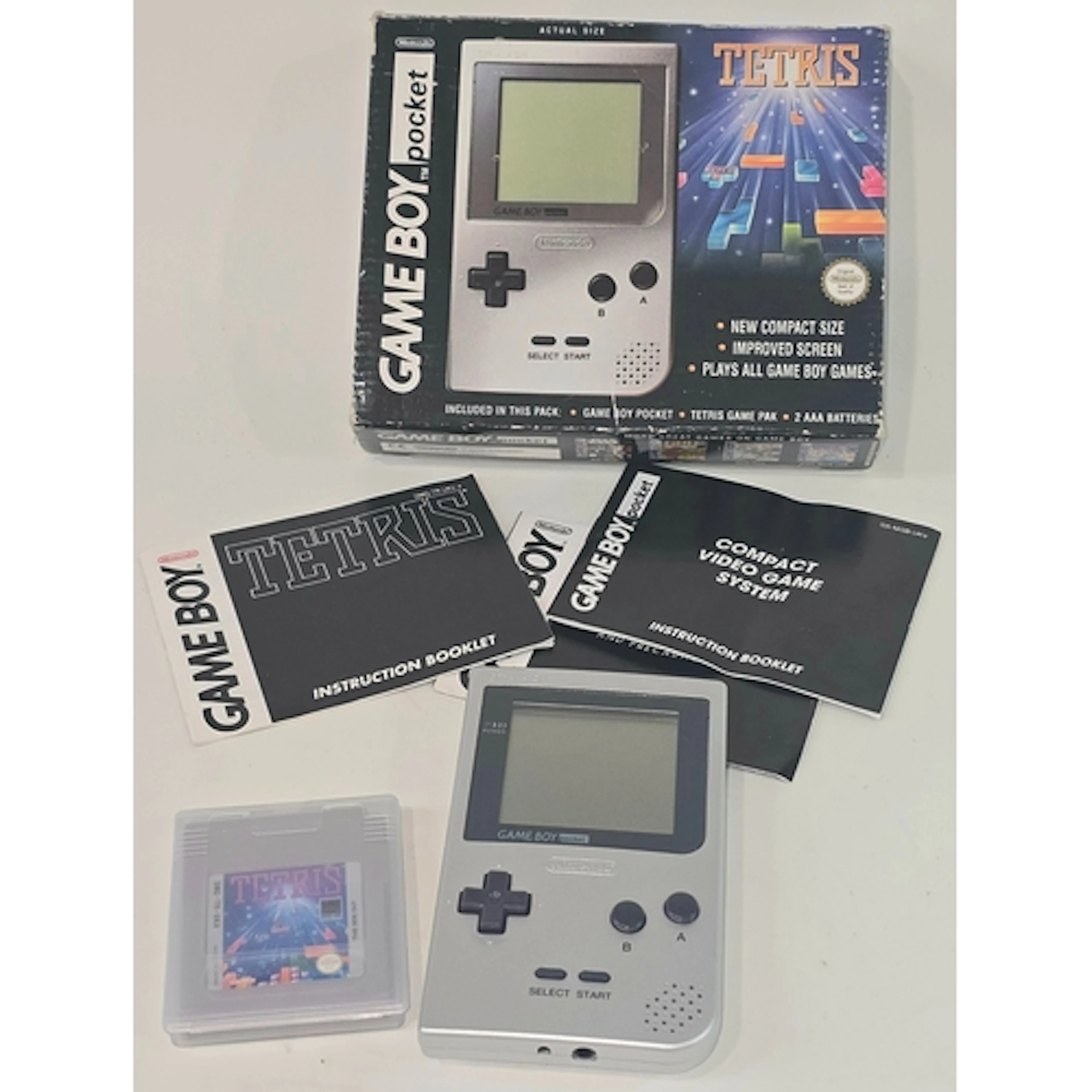 Vintage Nintendo Game Boy Pocket handheld console Tetris pac...