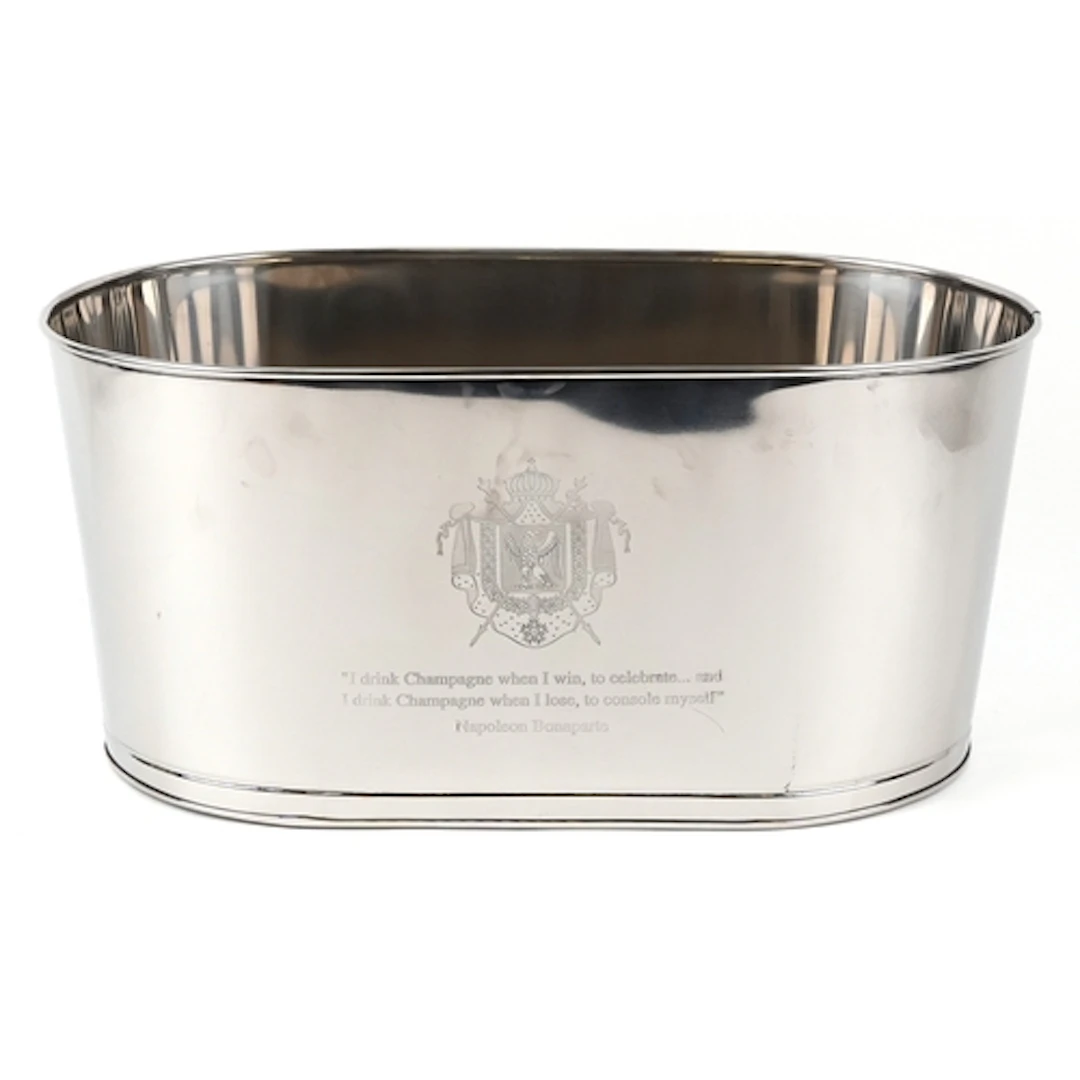 Polished metal Champagne ice bucket with Napoleon Bonaparte ...