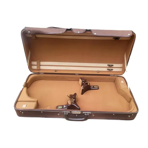 MEILE OF SWITZERLAND, A DOUBLE VIOLIN CASE With brown canvas...