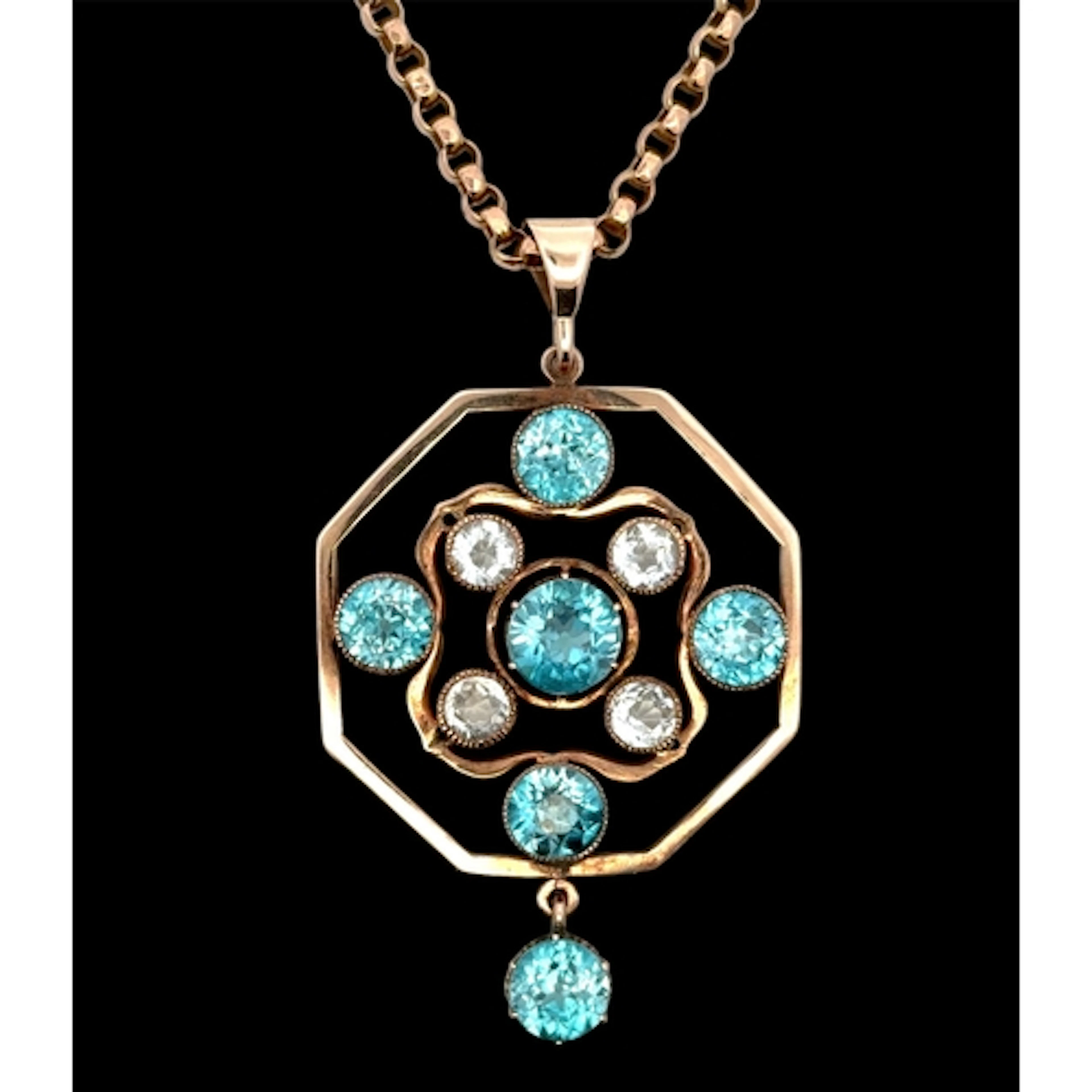 WHITE AND BLUE ZIRCON PENDANT NECKLACE. A stunning blue and ...