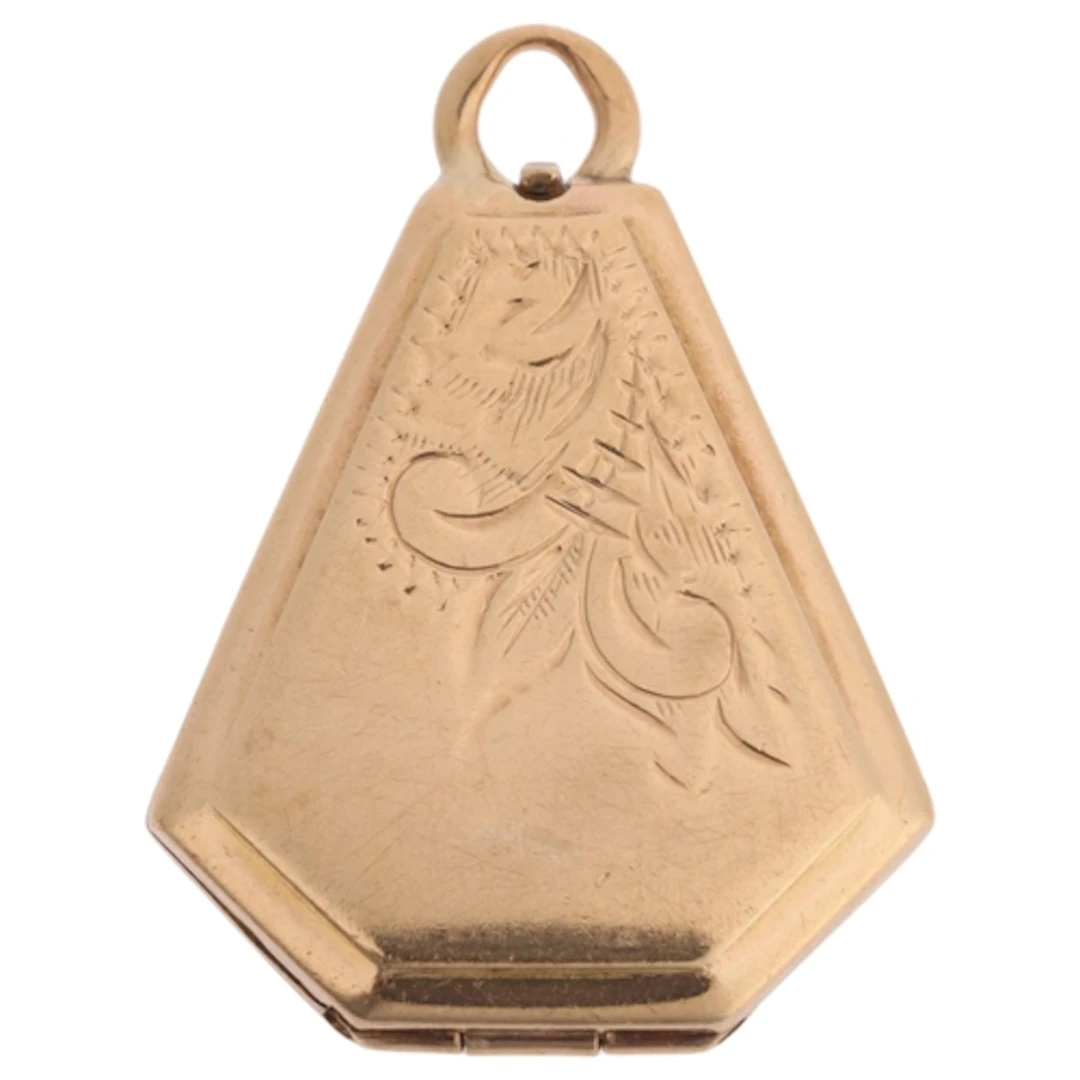 A Vintage 9ct gold locket pendant, maker HS Ltd, Birmingham ...