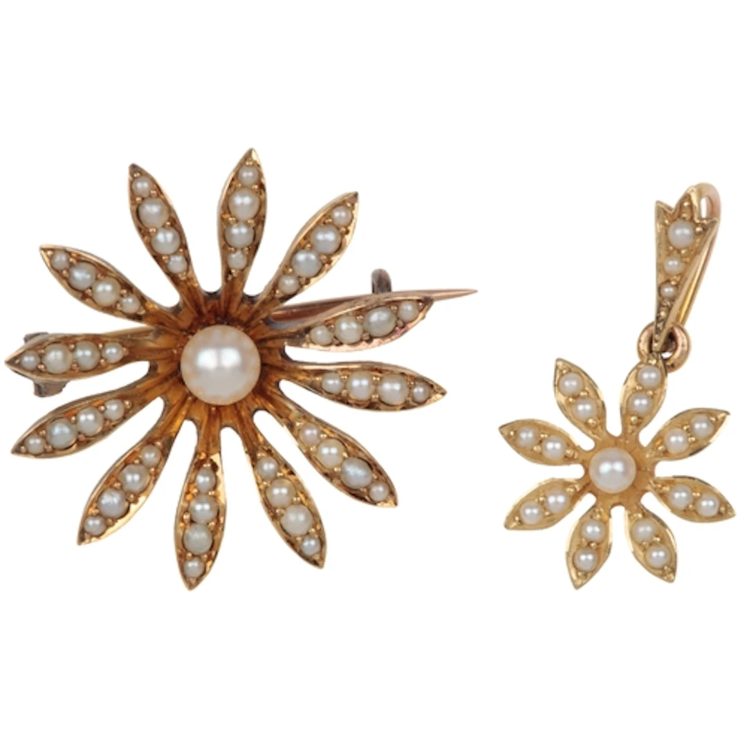 An Edwardian pearl pendant and brooch, early 20th century, e...