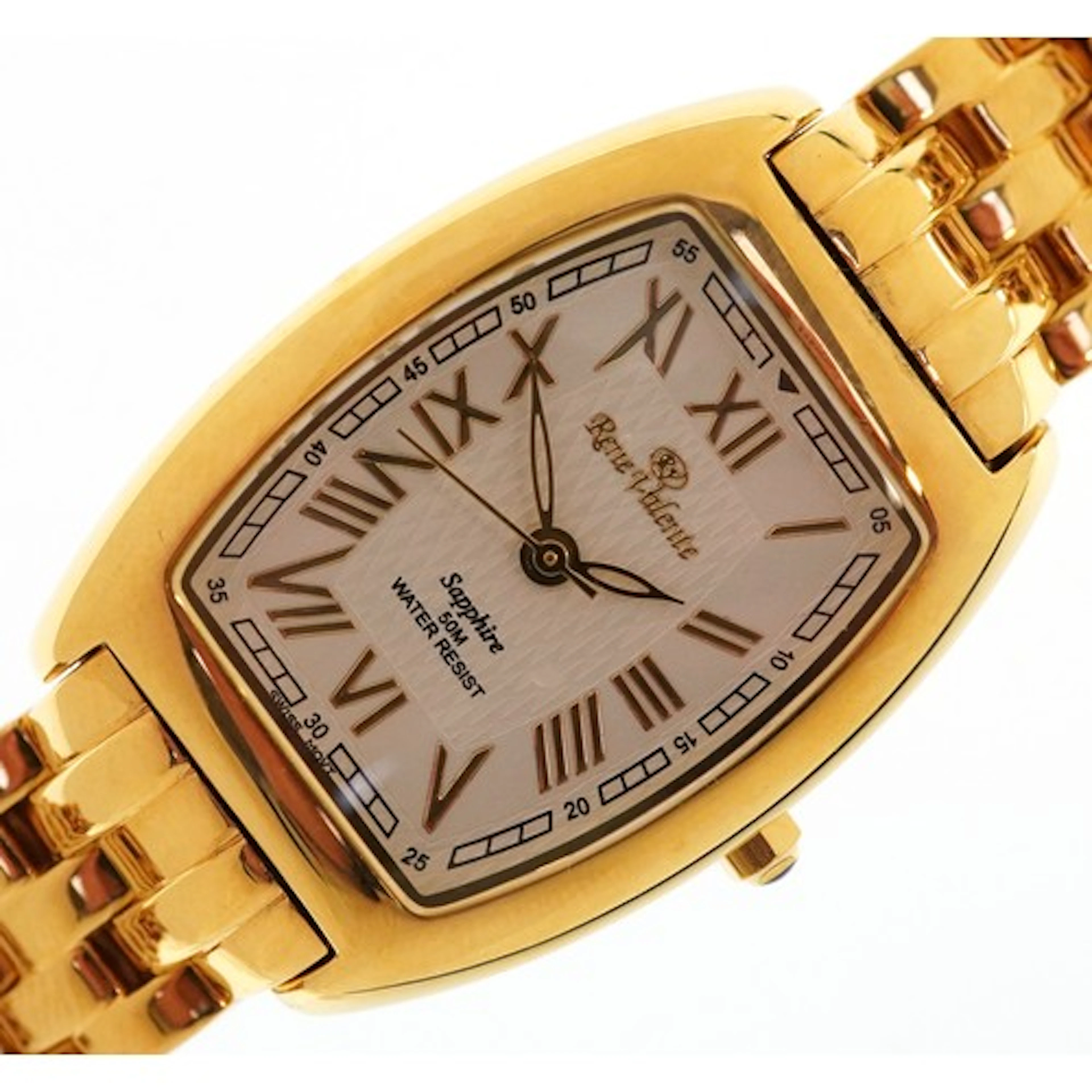 Rene Valente, a ladies 18ct gold plated quartz wristwatch wi...
