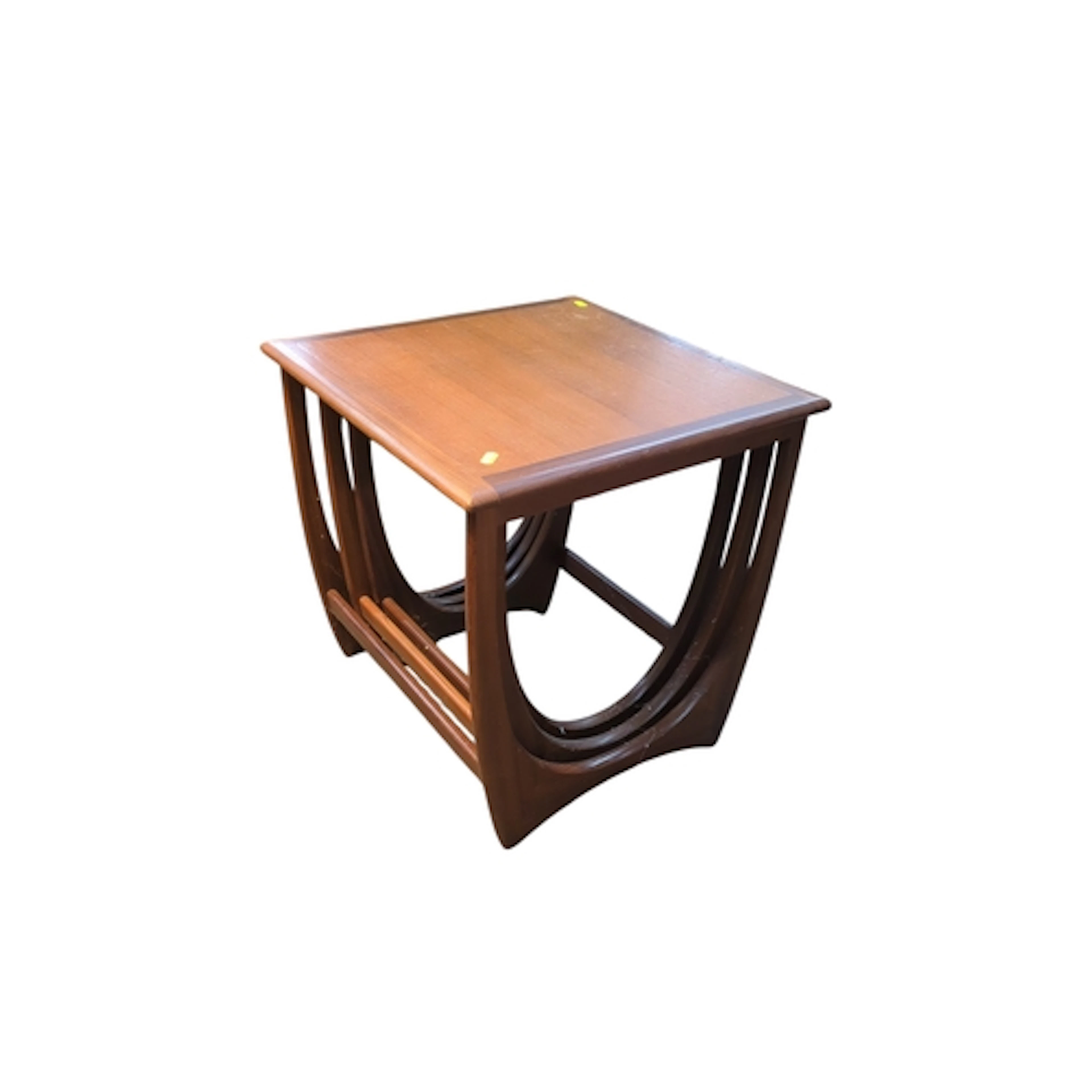 A nest of teak-veneered occasional tables, with rectangular ...