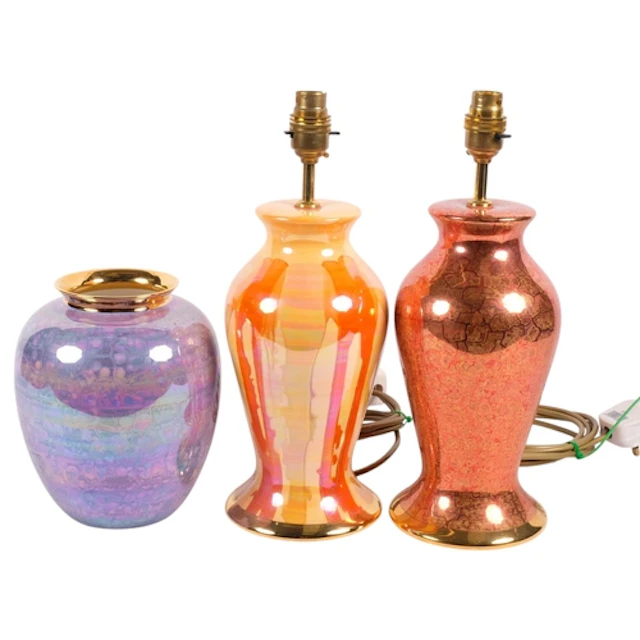 3 pieces of Atkinson-Jones lustreware, including a vase and ...