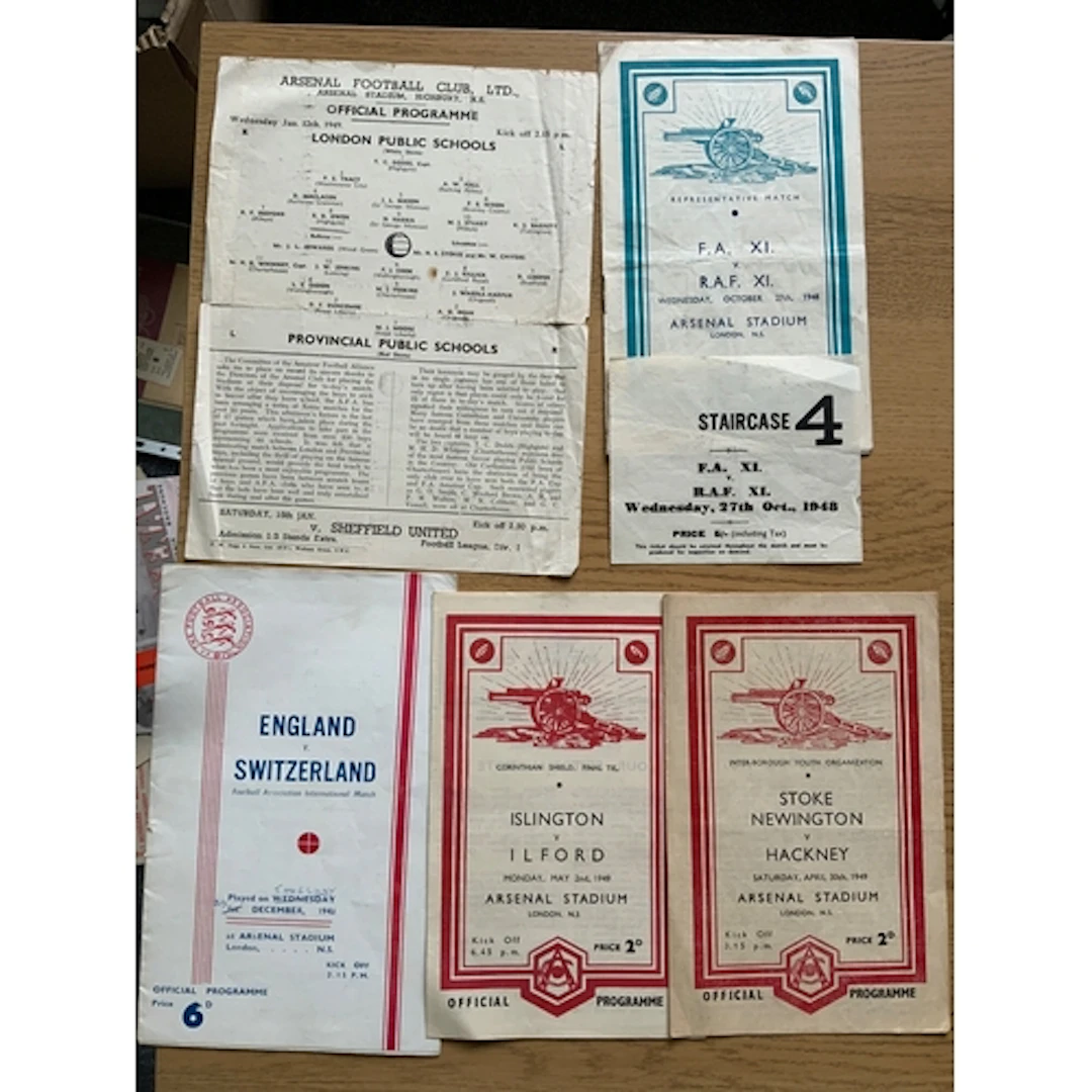 1948 - 1949 Football Programmes + Ticket At Arsenal: FA X1 v...