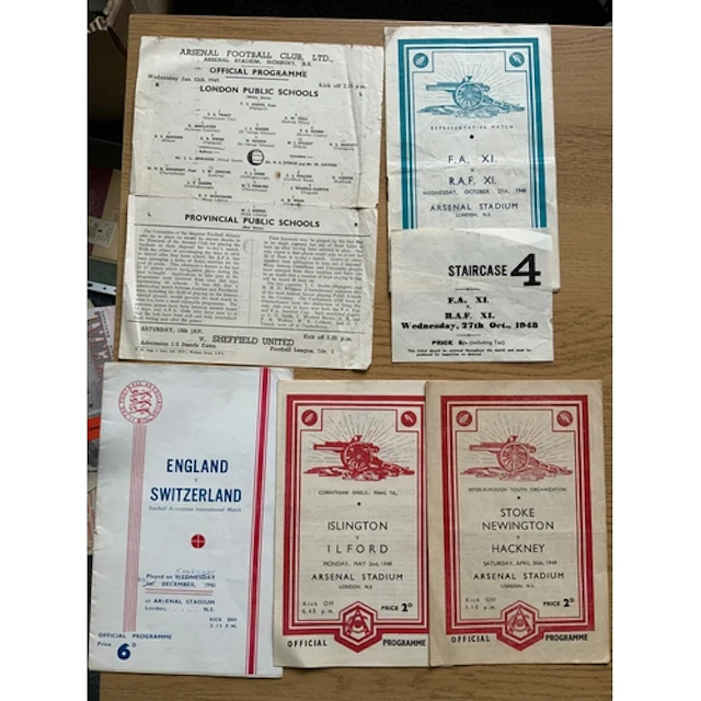 1948 - 1949 Football Programmes + Ticket At Arsenal: FA X1 v...