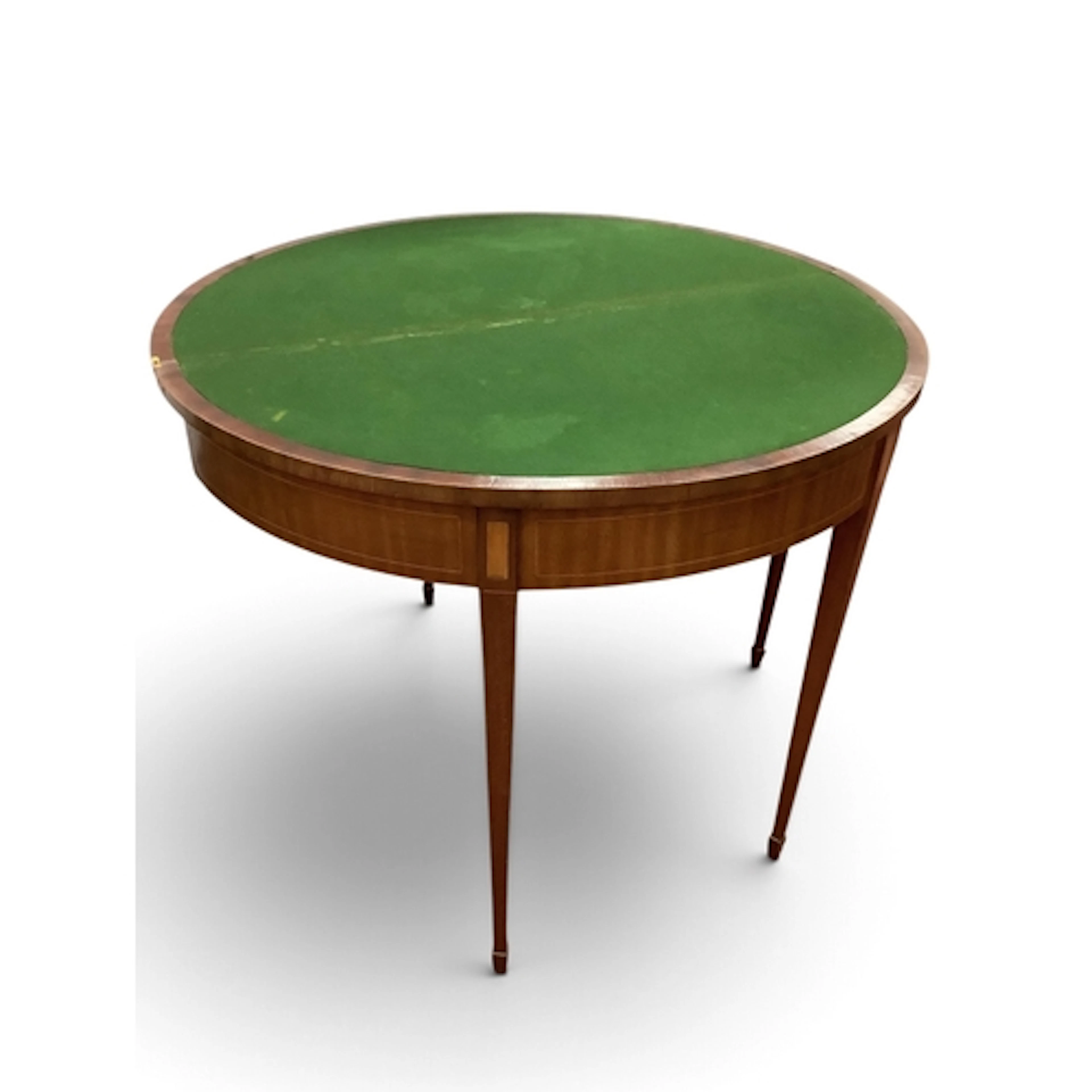 Mahogany Demi Lune Foldover card Table, with gren baize inte...