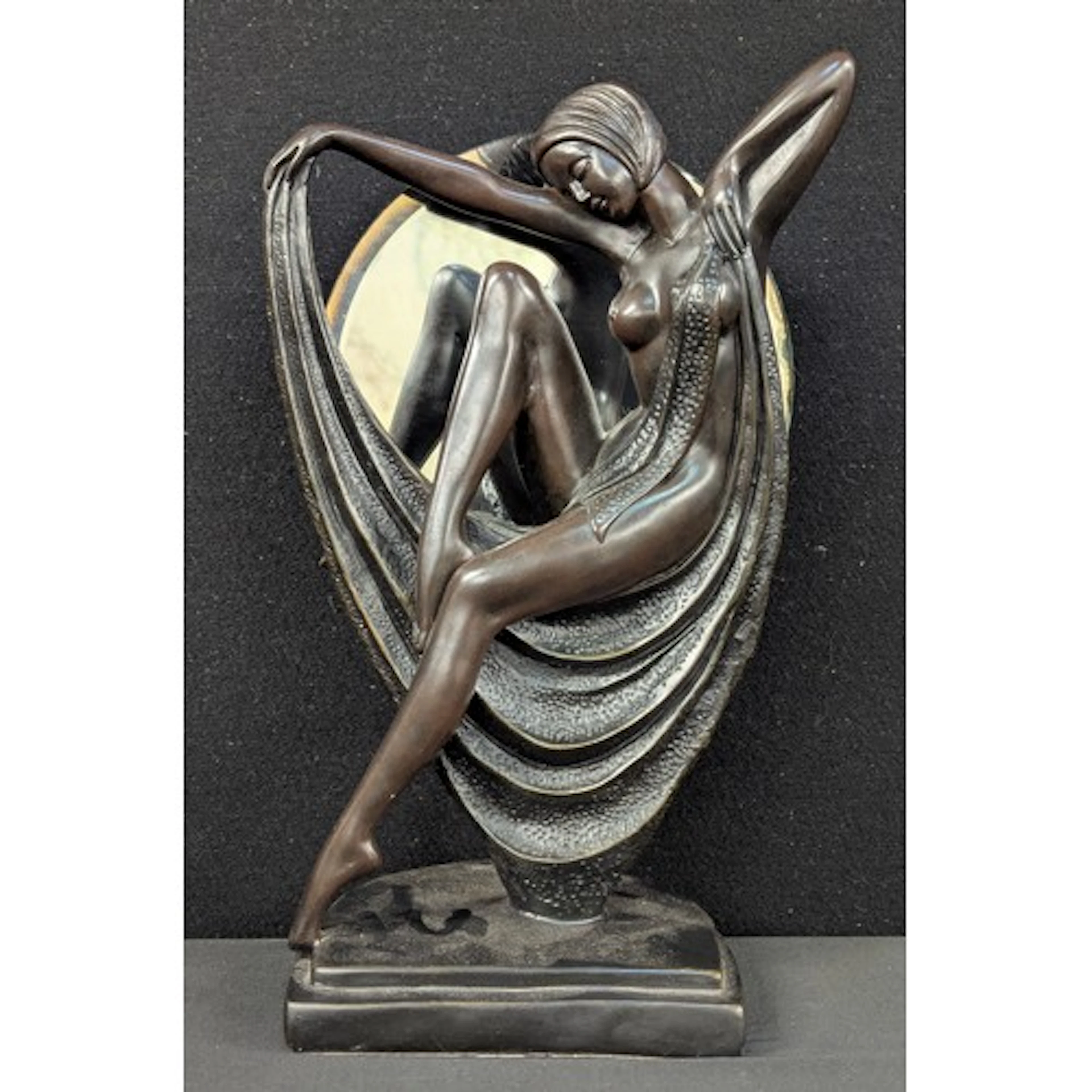 An Art Deco figural table lamp, marked Crosa 1993, as a nude...