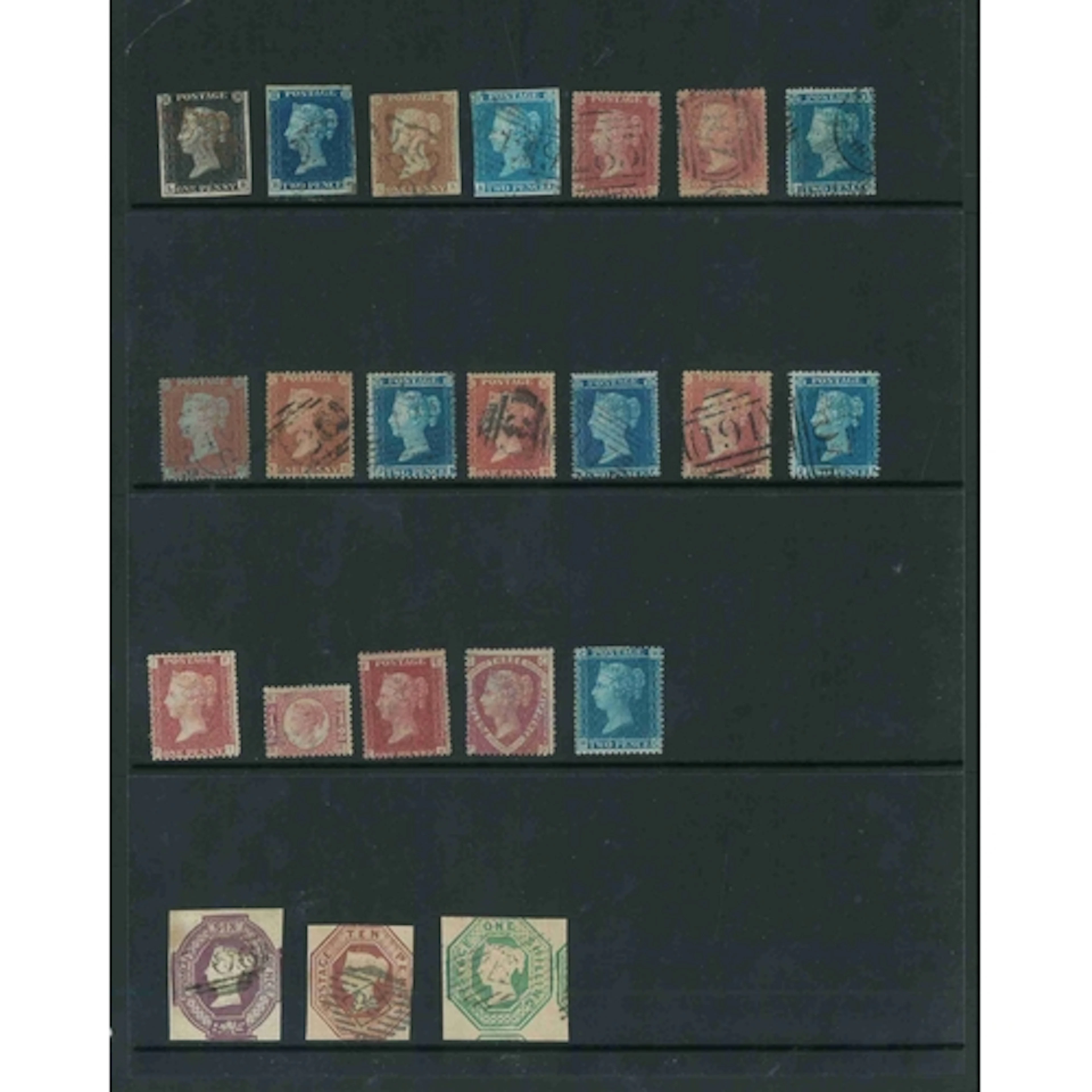 QV-QEII M/U coln in old SG country ring binder album, LE use...