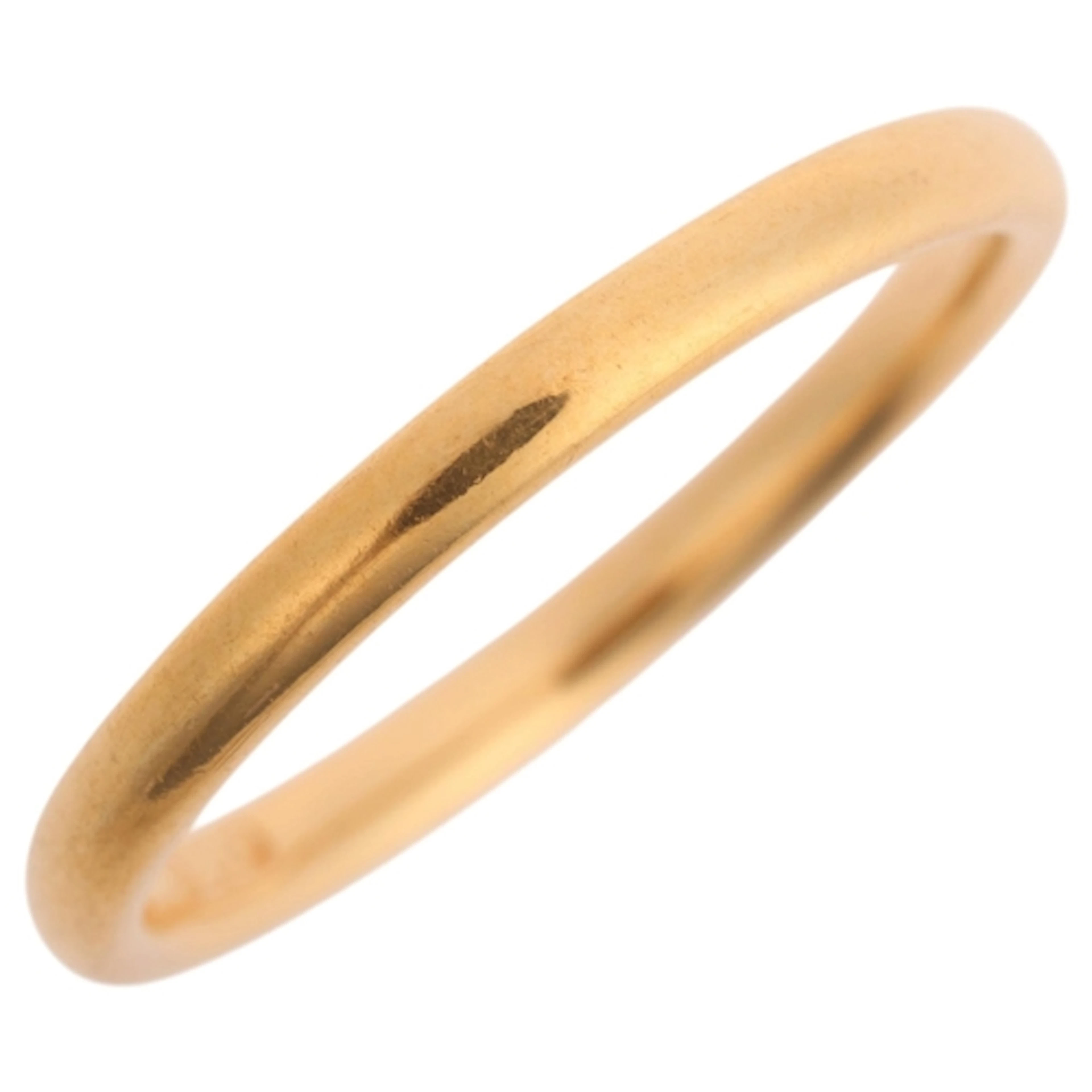 A 22ct gold wedding band ring, maker AC Co, band width 2mm, ...