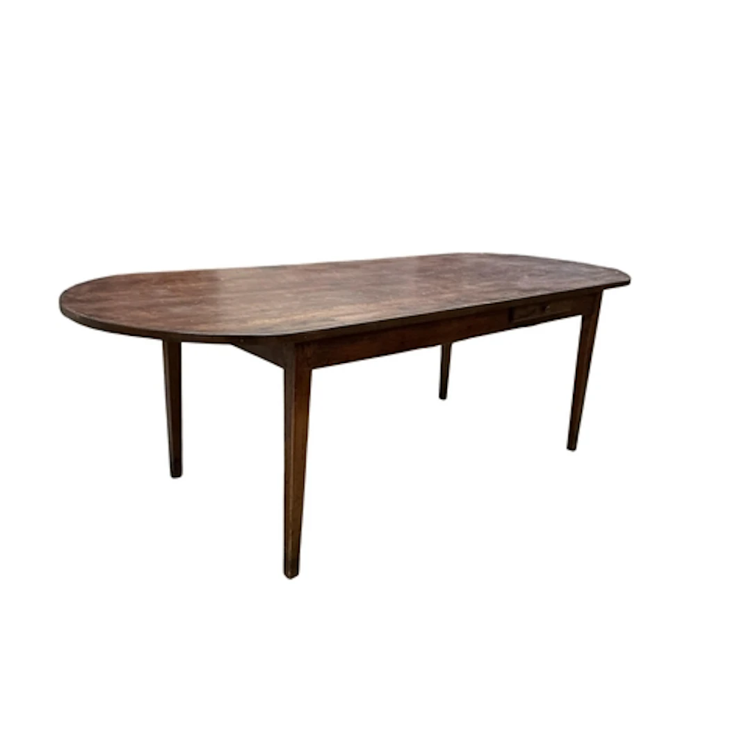 A French fruitwood two plank top farmhouse table, length 240...