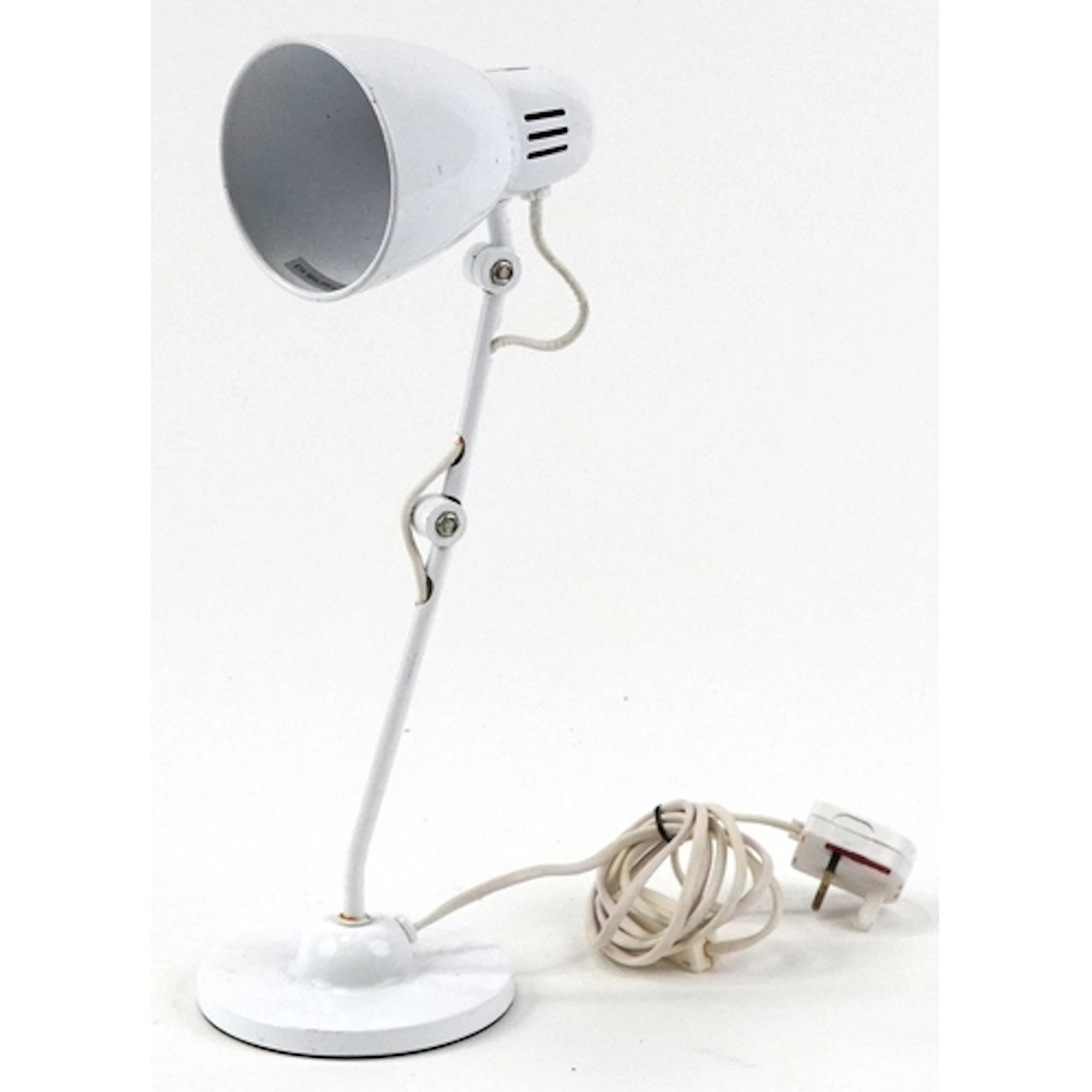 White enamel Anglepoise table lamp, 39cm high extended.