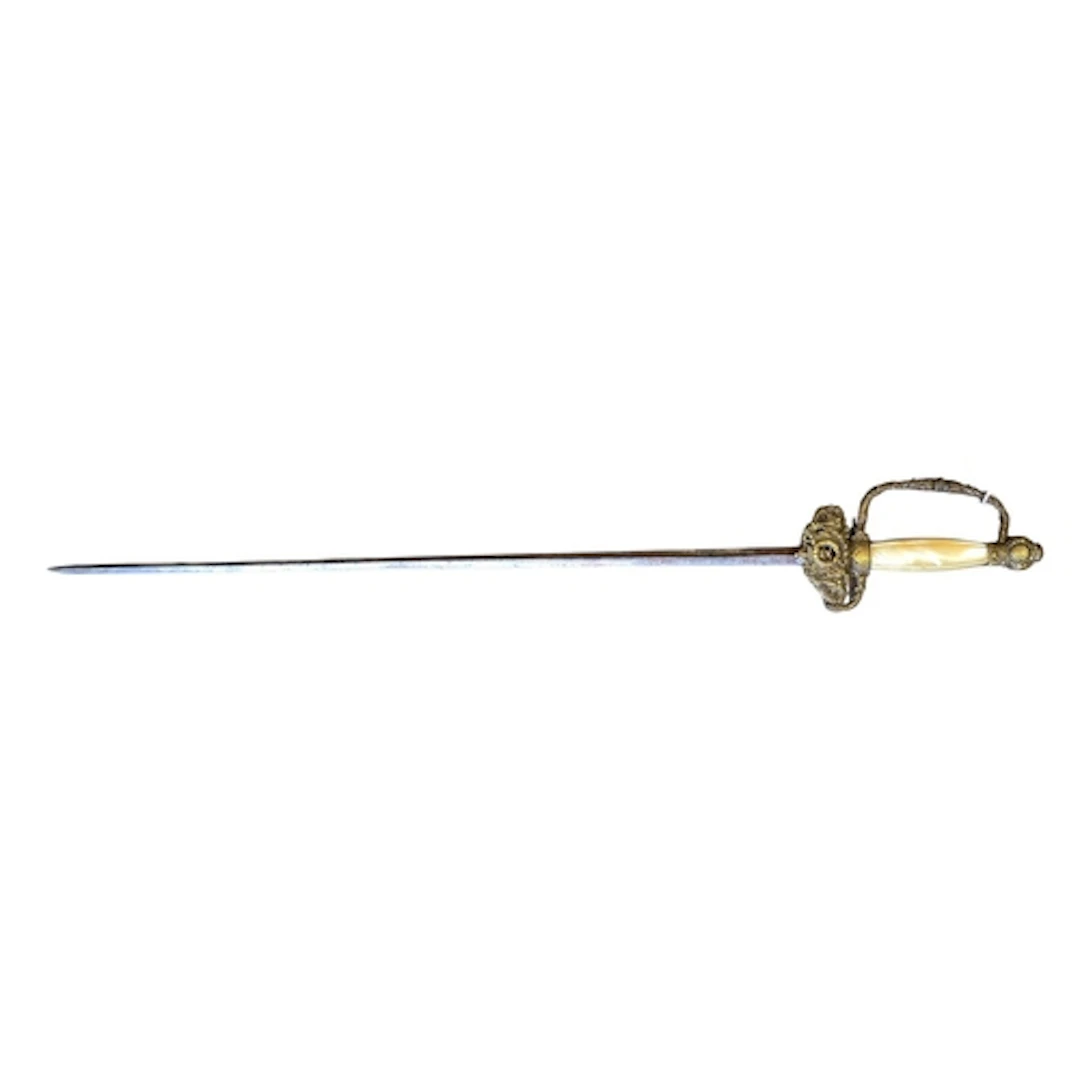 French Court Sword with leather scabbard, mother of pearl ha...