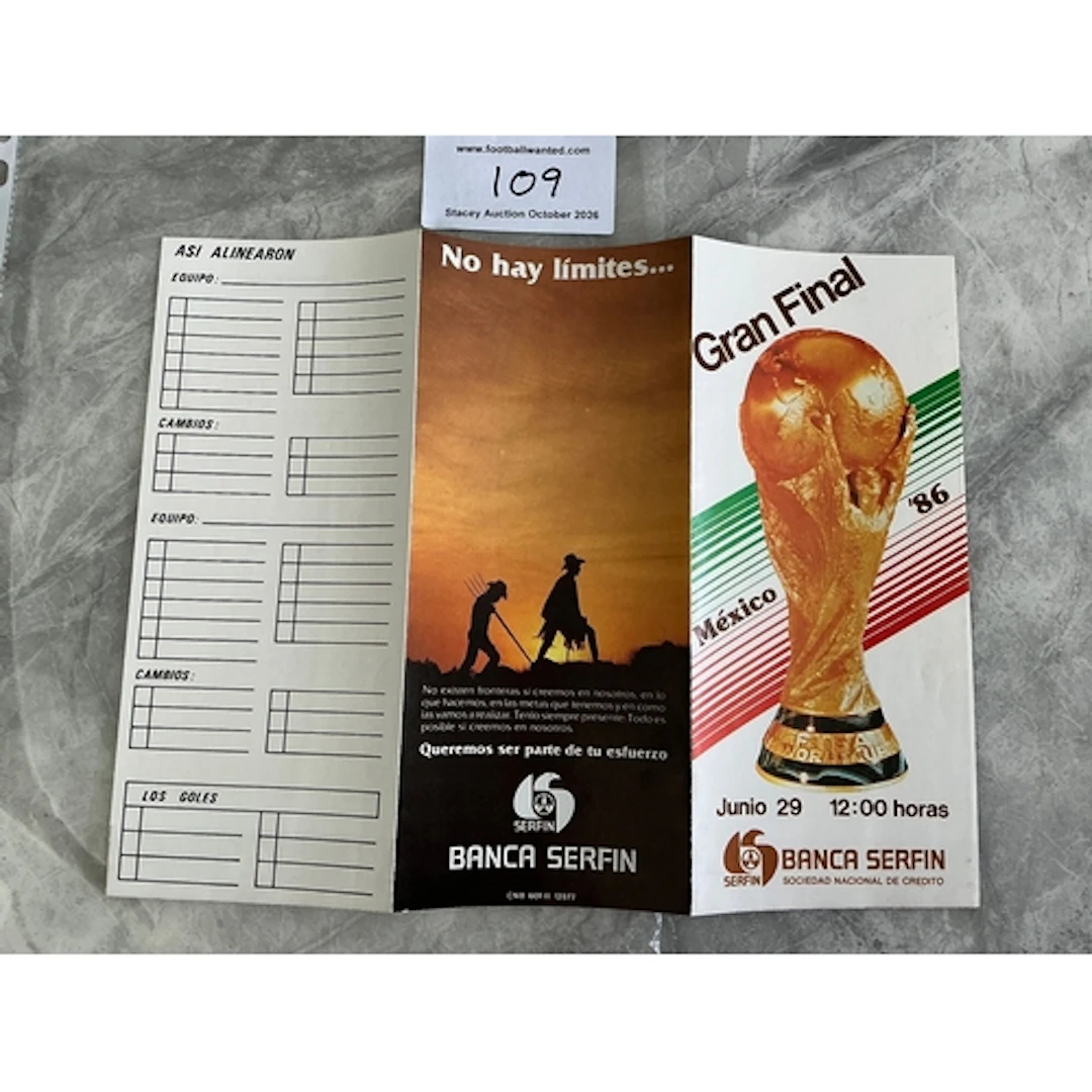 1986 World Cup Final Football Programme: Unofficial Argentin...