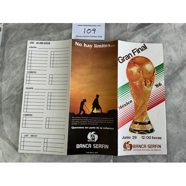 1986 World Cup Final Football Programme: Unofficial Argentin...