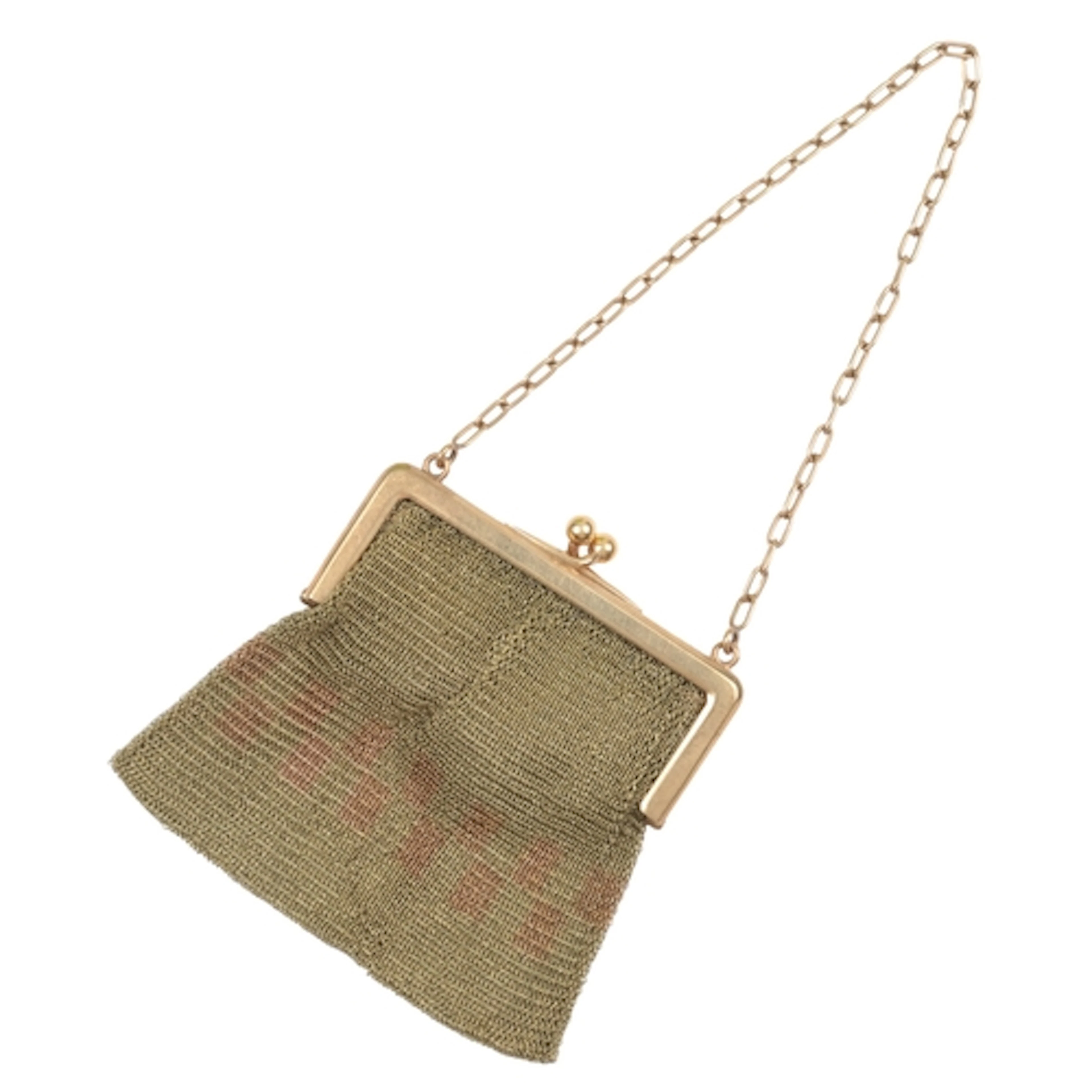 A 9ct gold purse, circa 1927, the gold bag of mesh linking w...