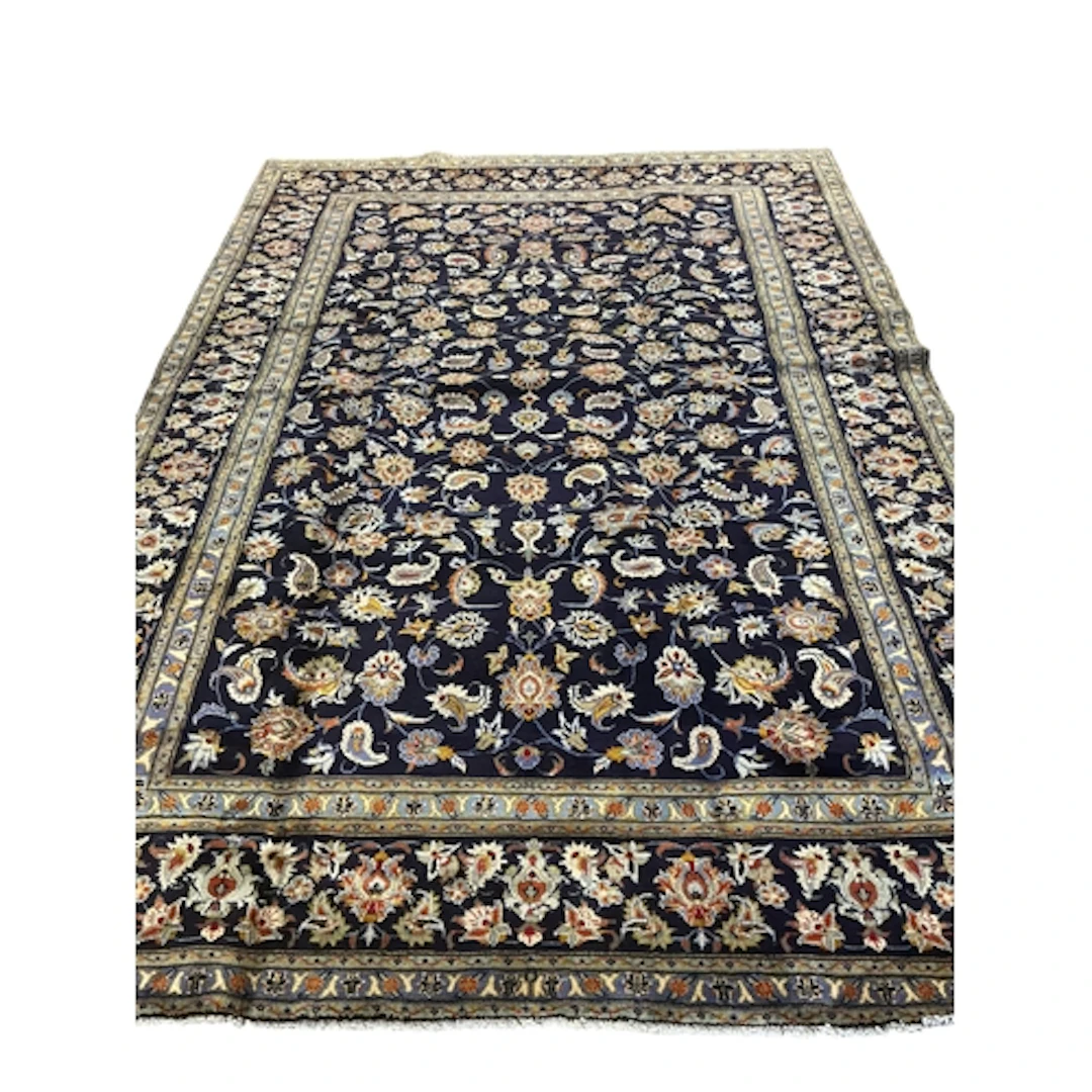 A Kashan blue ground carpet, 303 x 218cm