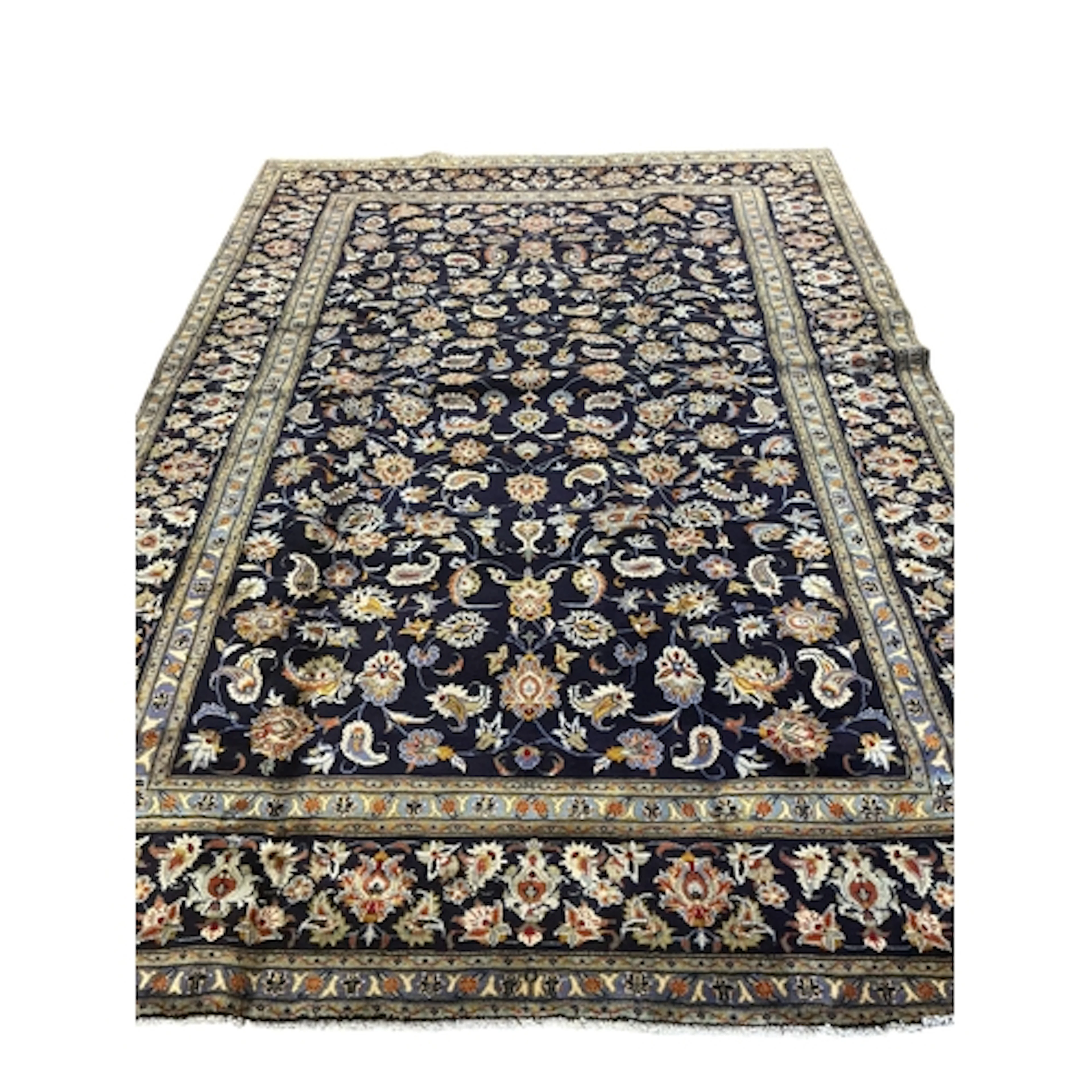A Kashan blue ground carpet, 303 x 218cm