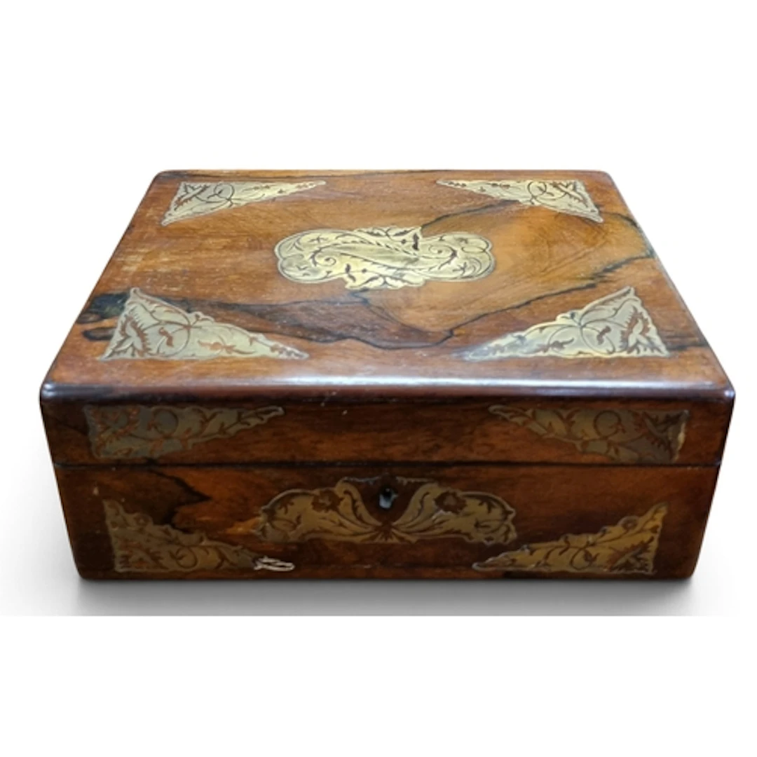 A fabulous ladies Dressing Case in rich Walnut and brass fol...