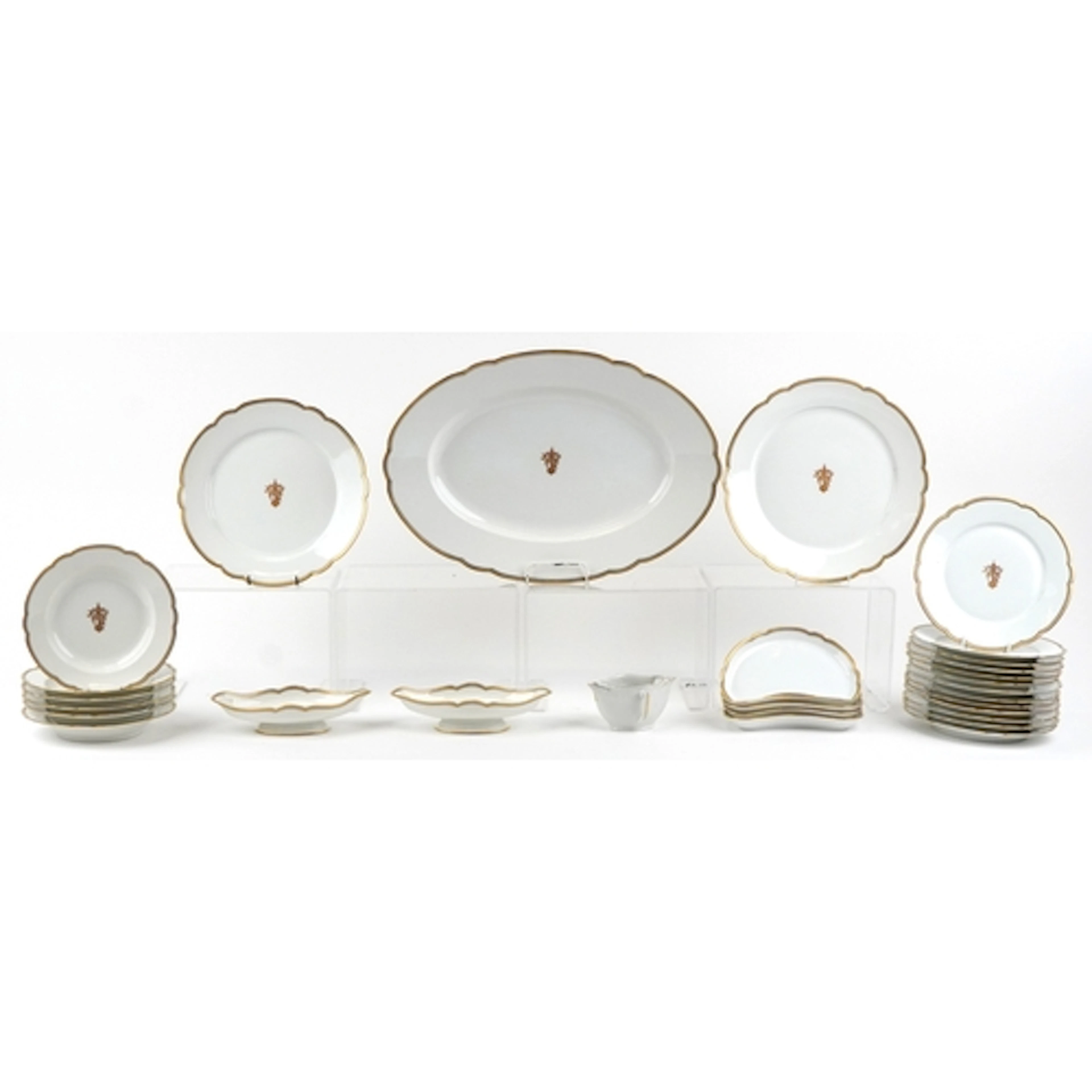 Pillivuyt & Cie., French dinnerware including meat plate, di...