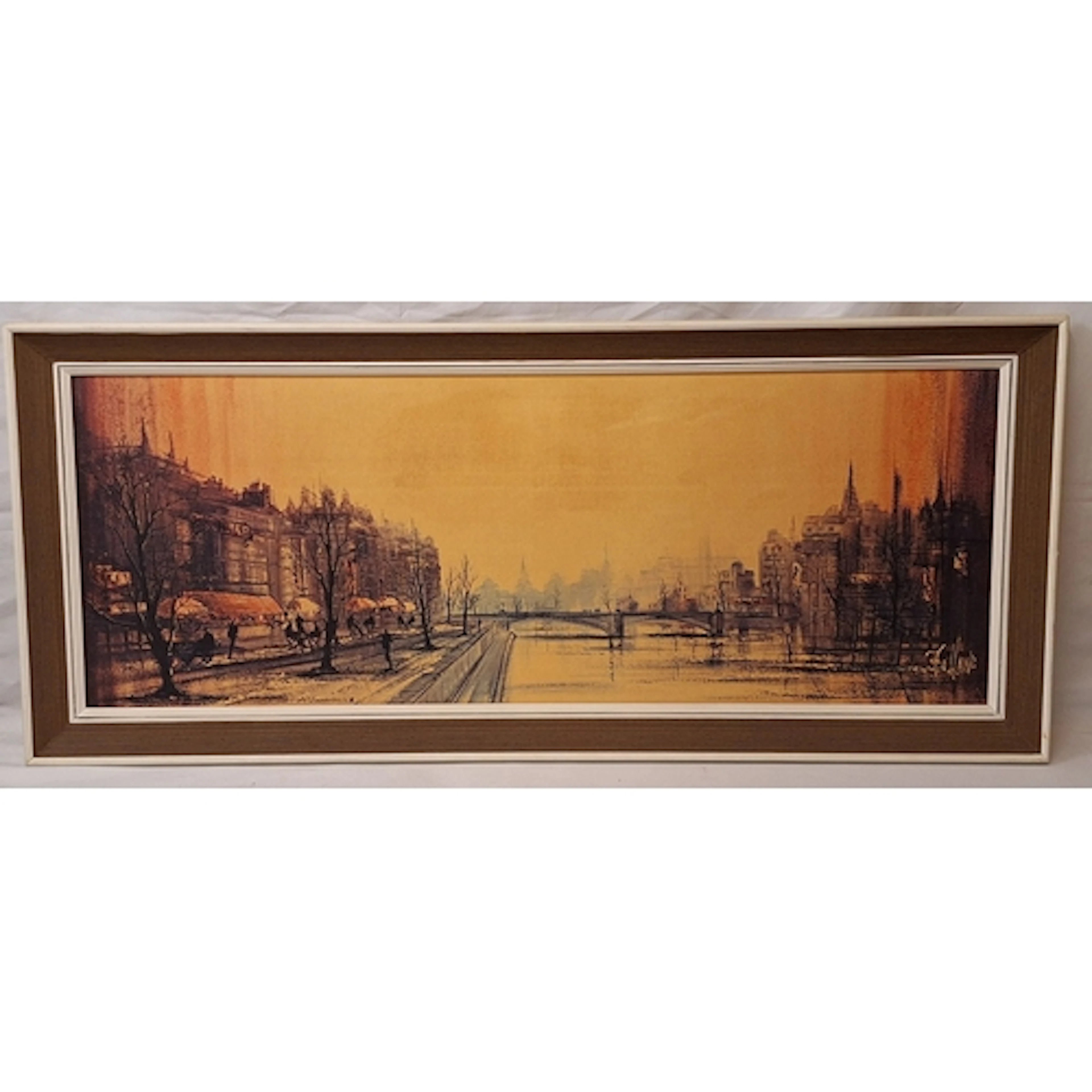 Large Framed Print Cityscape with bridge over canal, 122cm x...