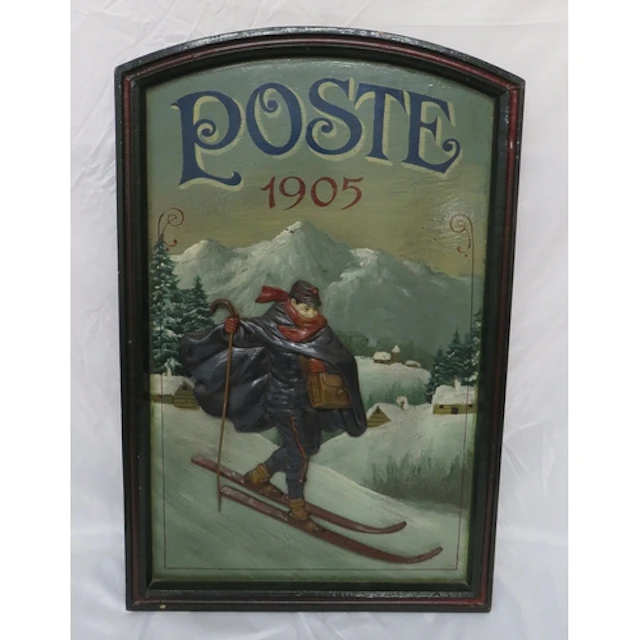 Country Corner Reproduction Painted Wooden Board 'Poste 1905...