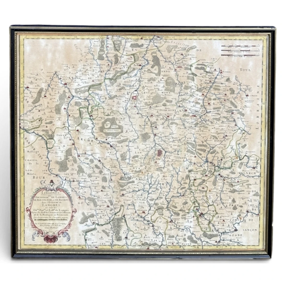 A 17TH CENTURY MAP OF LINGONES, BY N.SANSON 51cm x 45cm Hand...