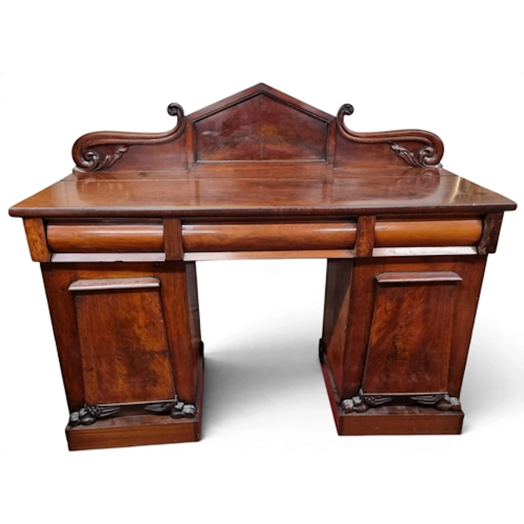 A neat 19th Century Mahogany Irish Pedestal Sideboard with g...