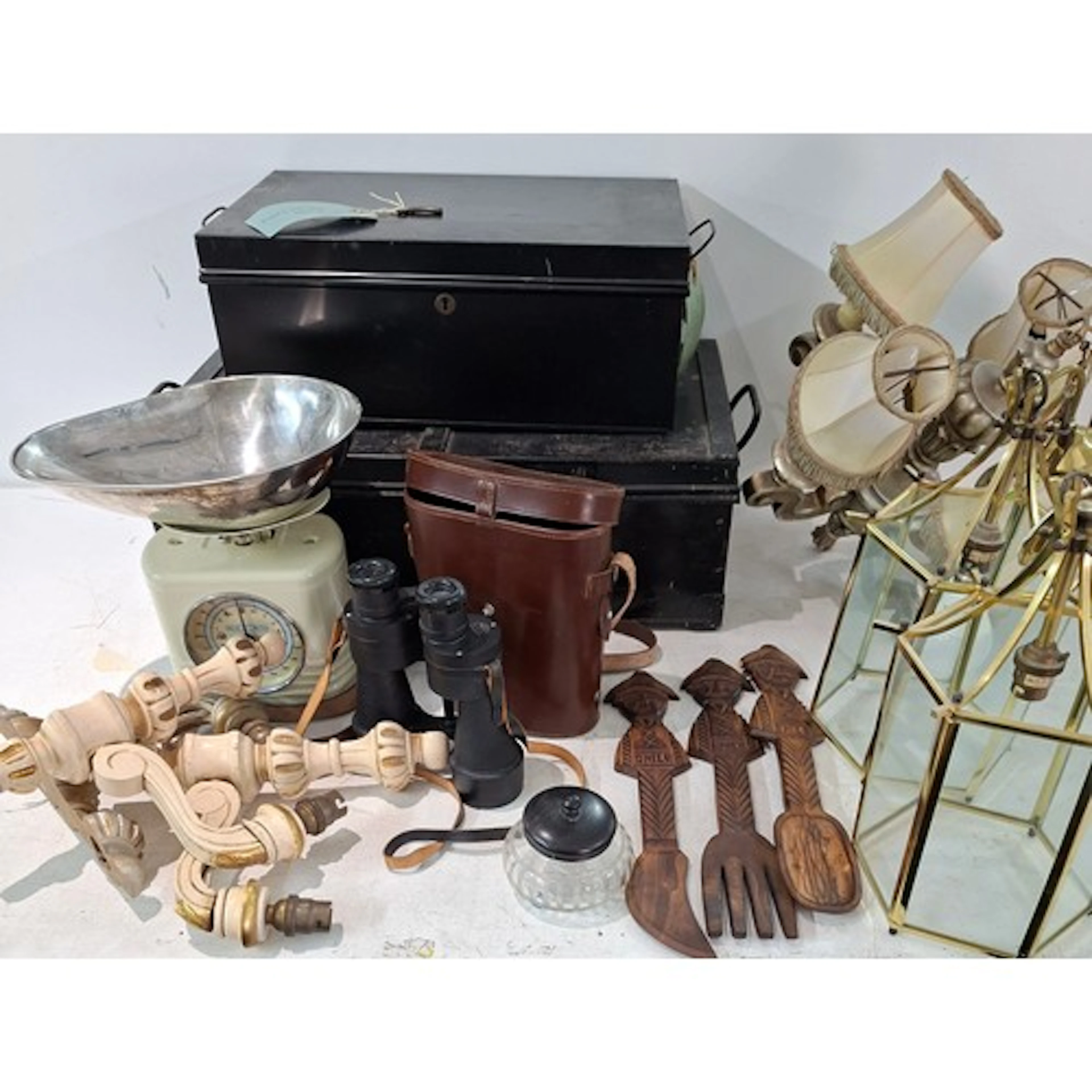 A mixed lot comprising 2 deed boxes, a mid 20th Century Typh...