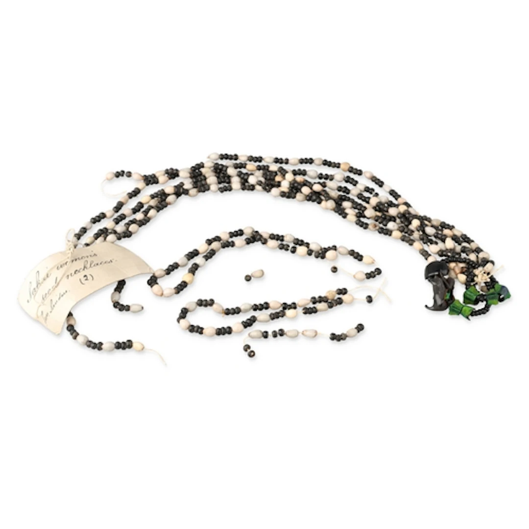 A COLLECTION OF SAKAI WOMEN'S SEED NECKLACES Early handwritt...
