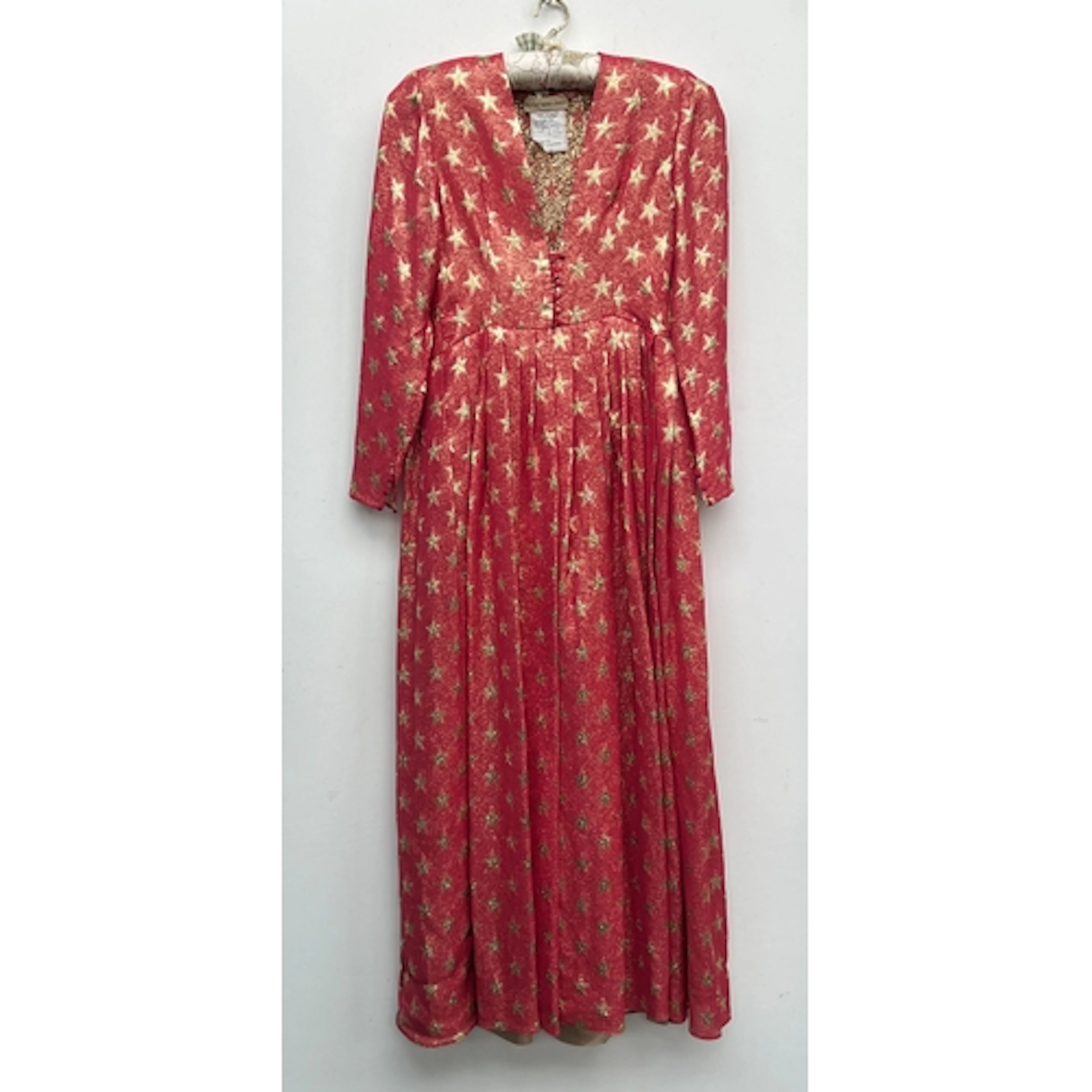 A Hanae Mori Paris red and gold star pattern long sleeved si...
