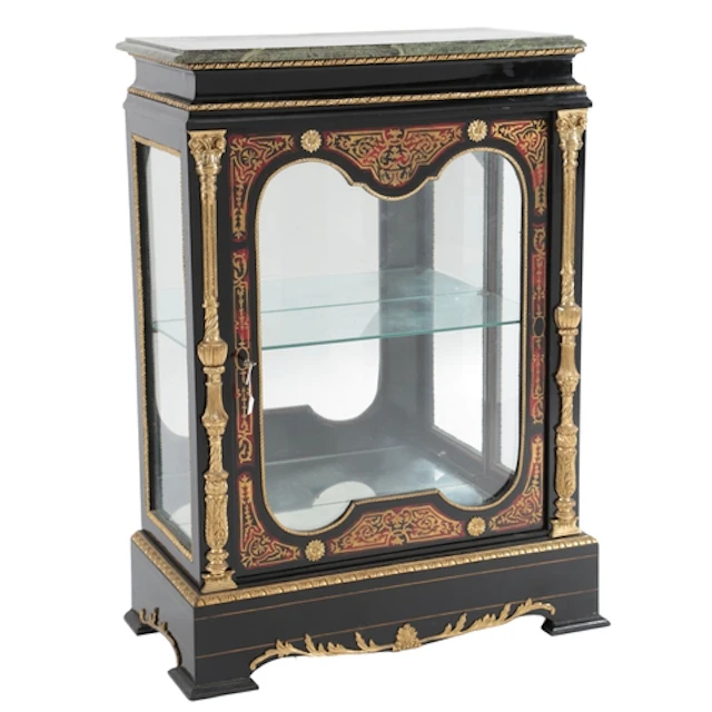 A French gilt metal mounted ebonised Boulle pier cabinet, 19...