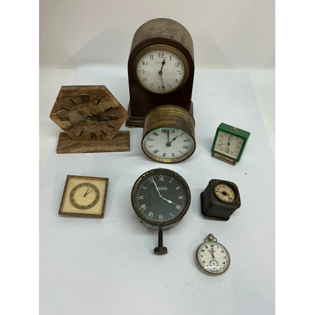 A Mappin & Webb wooden cased mantle clock plus other Art...