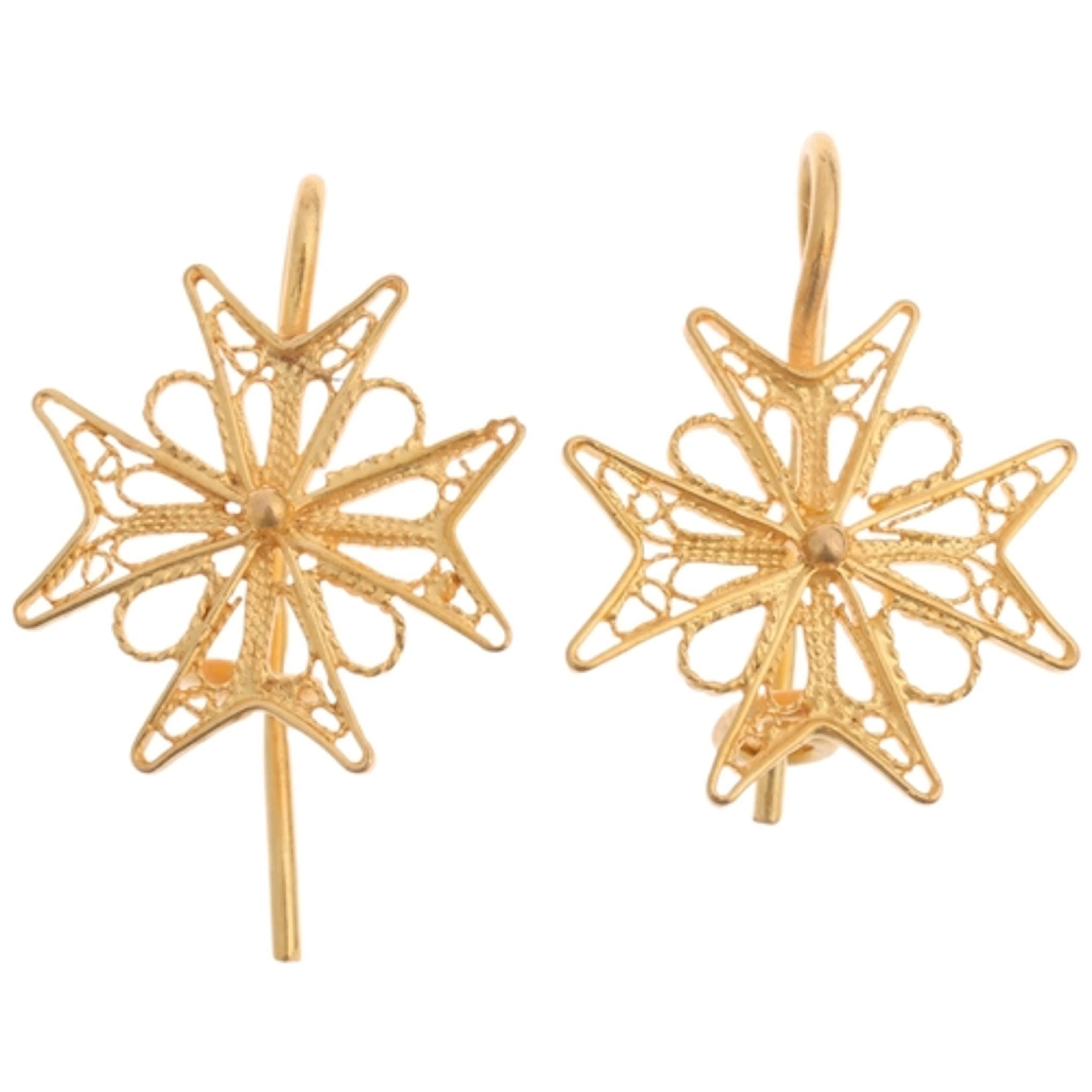A pair of Maltese? 18ct gold Maltese Cross earrings, filigre...