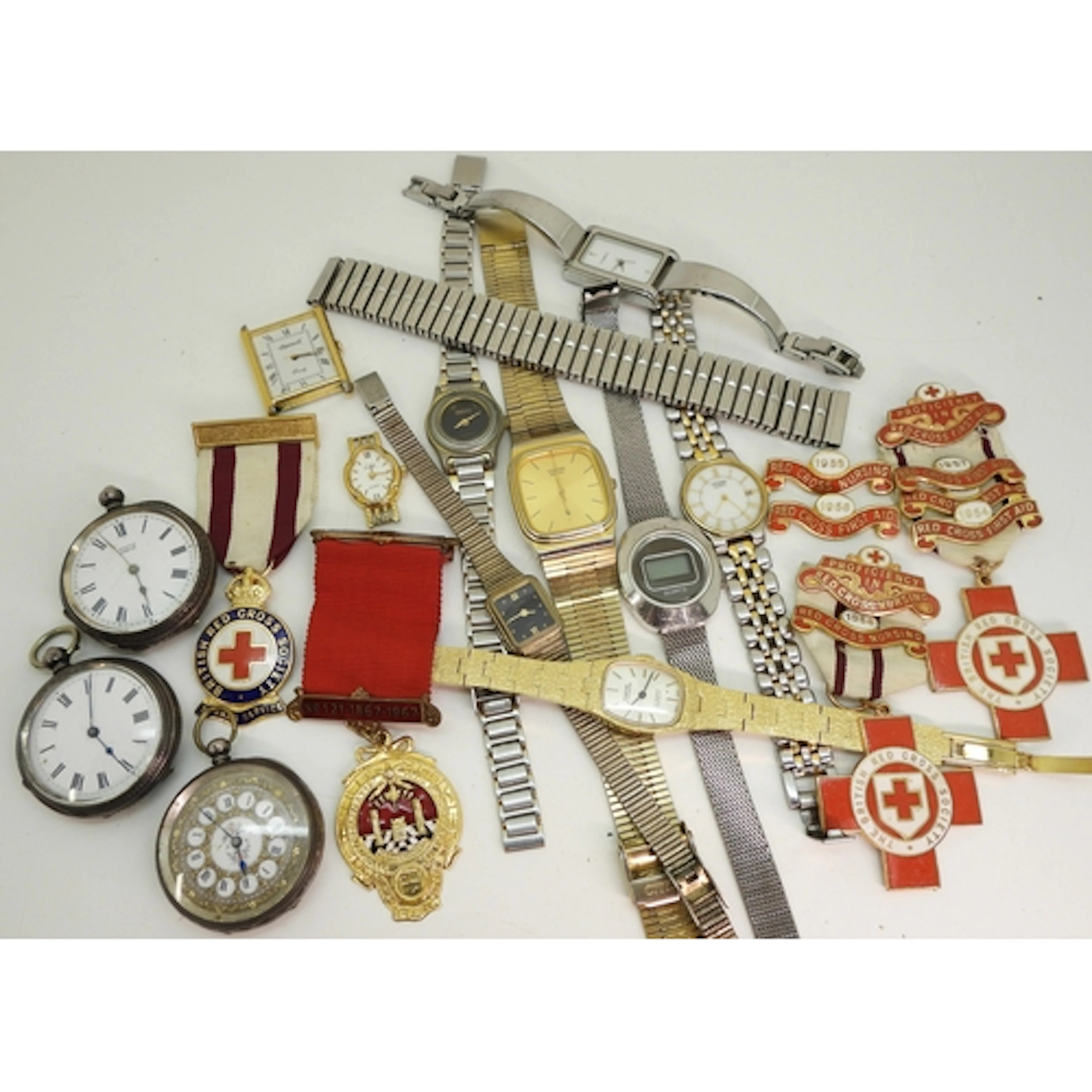 Three silver (two continental silver one sterling) cased fob...