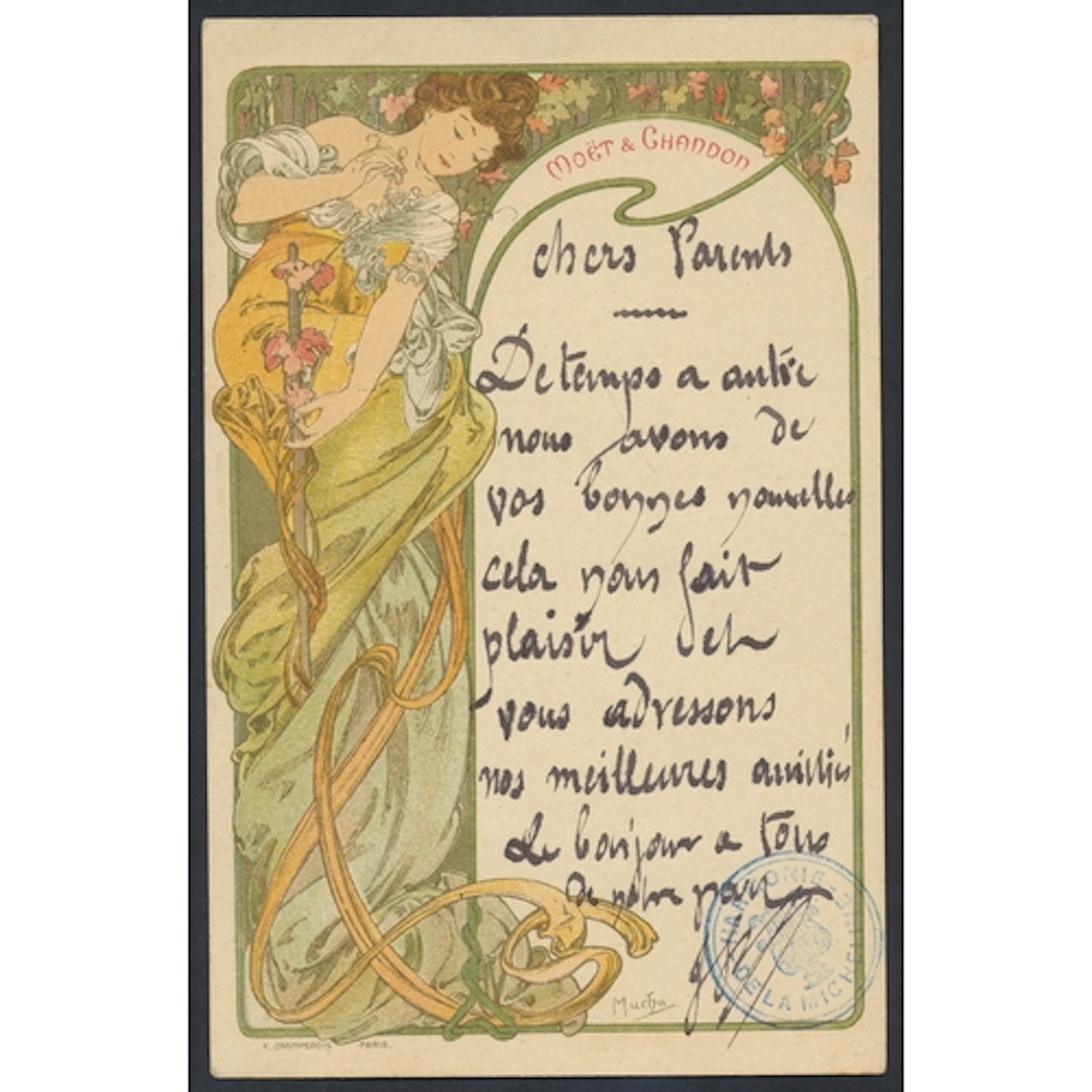 Alphonse Mucha. Art Nouveau colour lithographic ‘Moet & Chan...