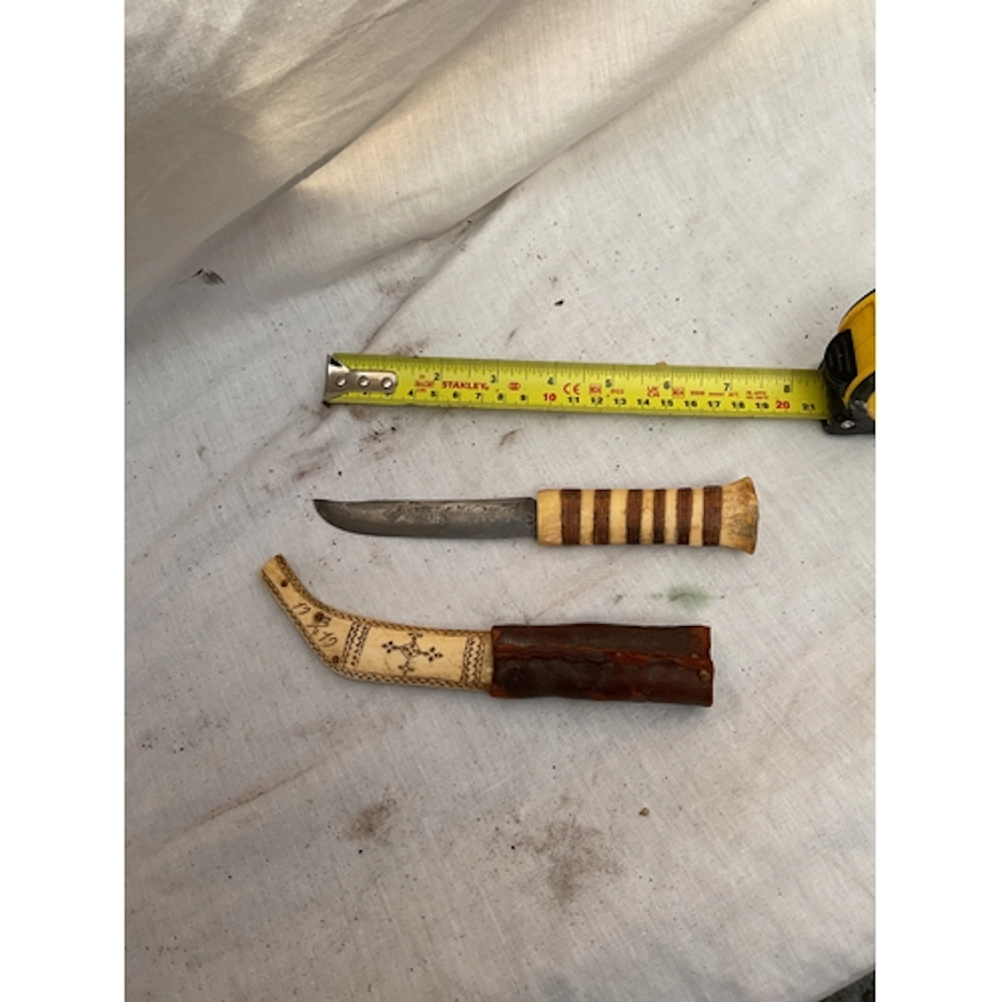 1919 bone Scandinavian skinning knife hand forged blade very...