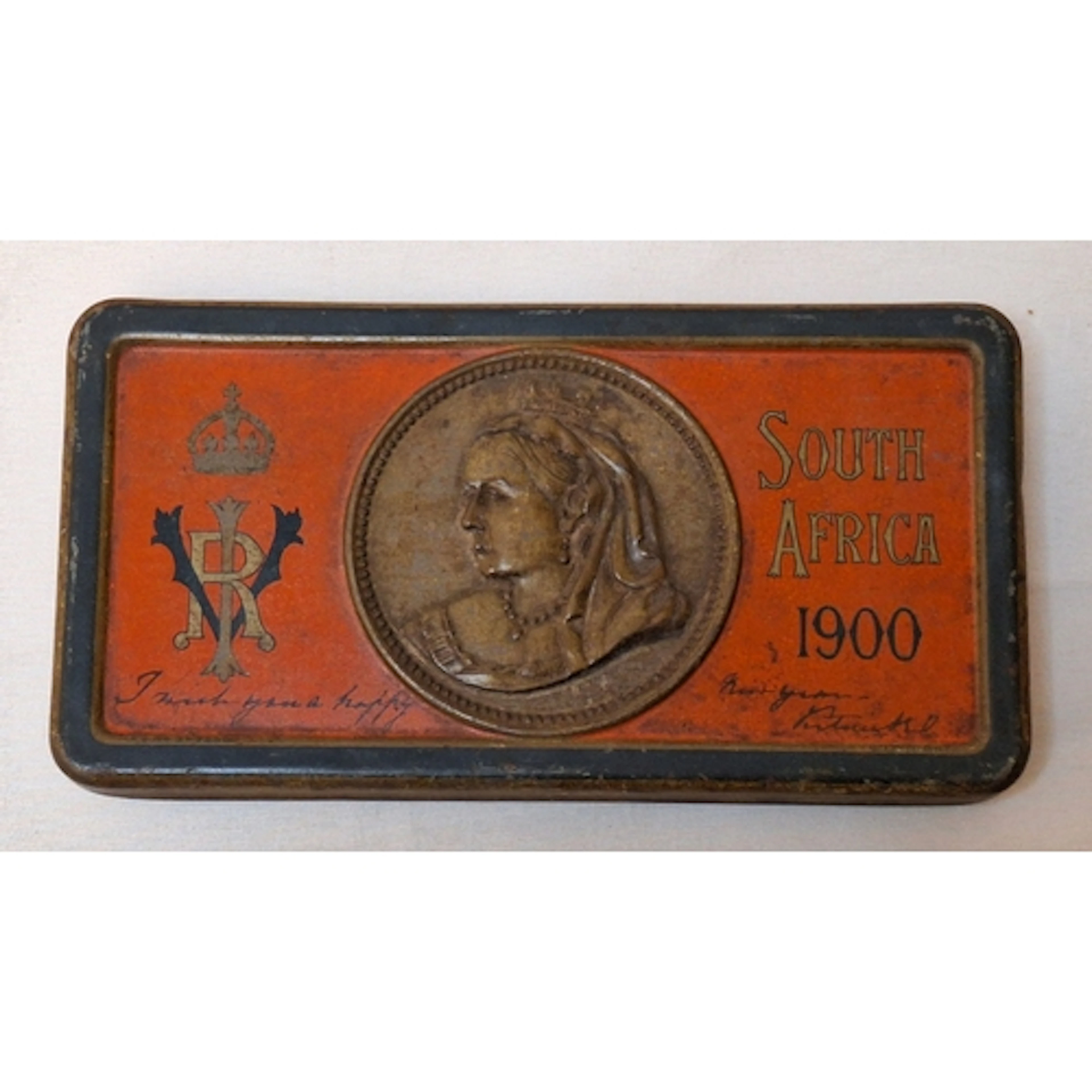 South African Queen Victoria Boar War Era Chocolate Tin